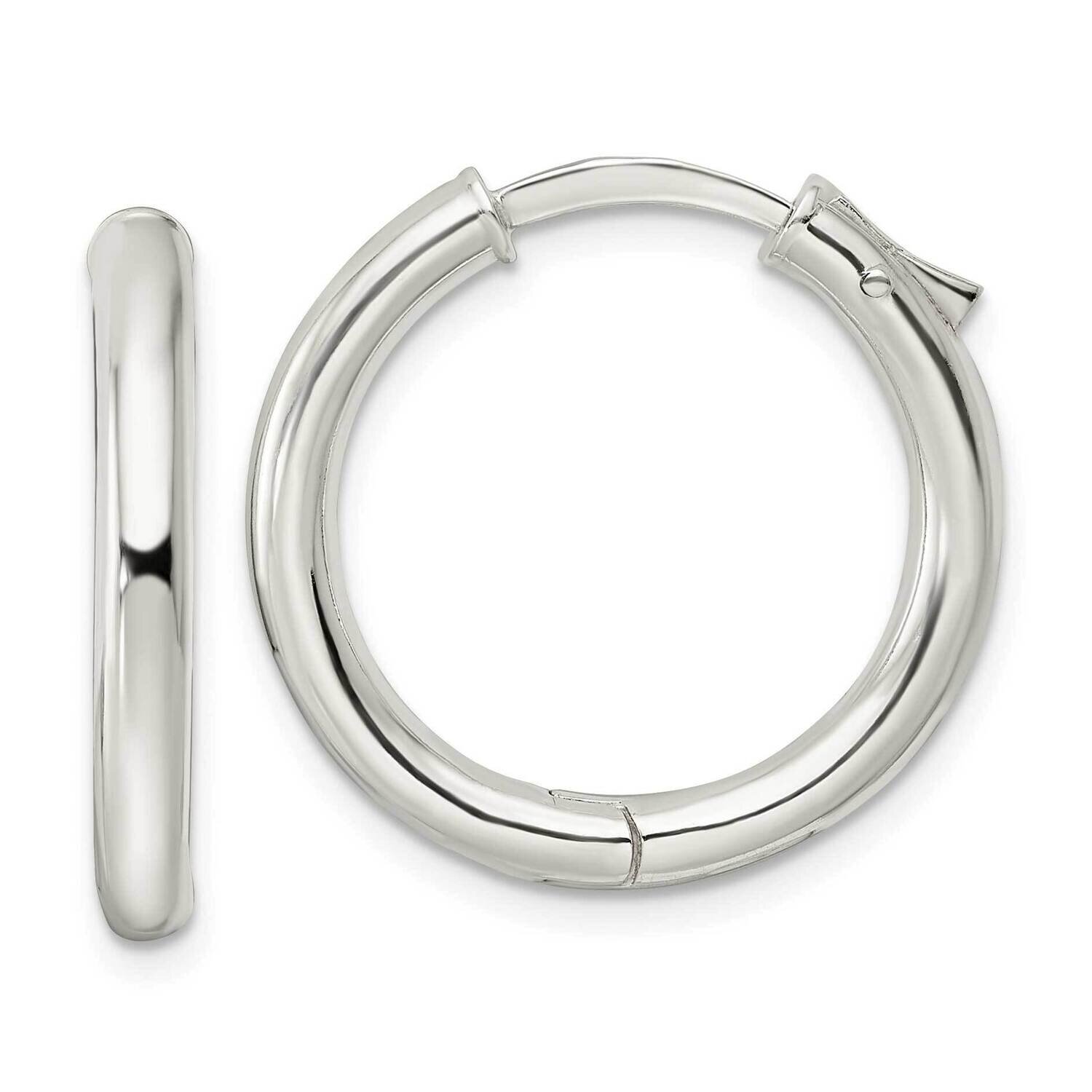 3x23mm Hinged Tube Hoop Earrings Sterling Silver Polished QE15947, MPN: QE15947, 196904151327
