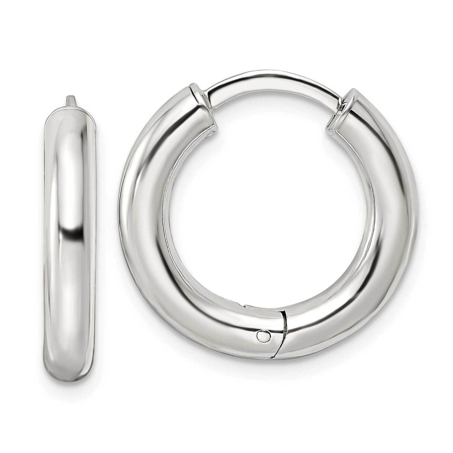 Hinged Circle Hoop Earrings Sterling Silver Polished QE15948, MPN: QE15948, 196904152522
