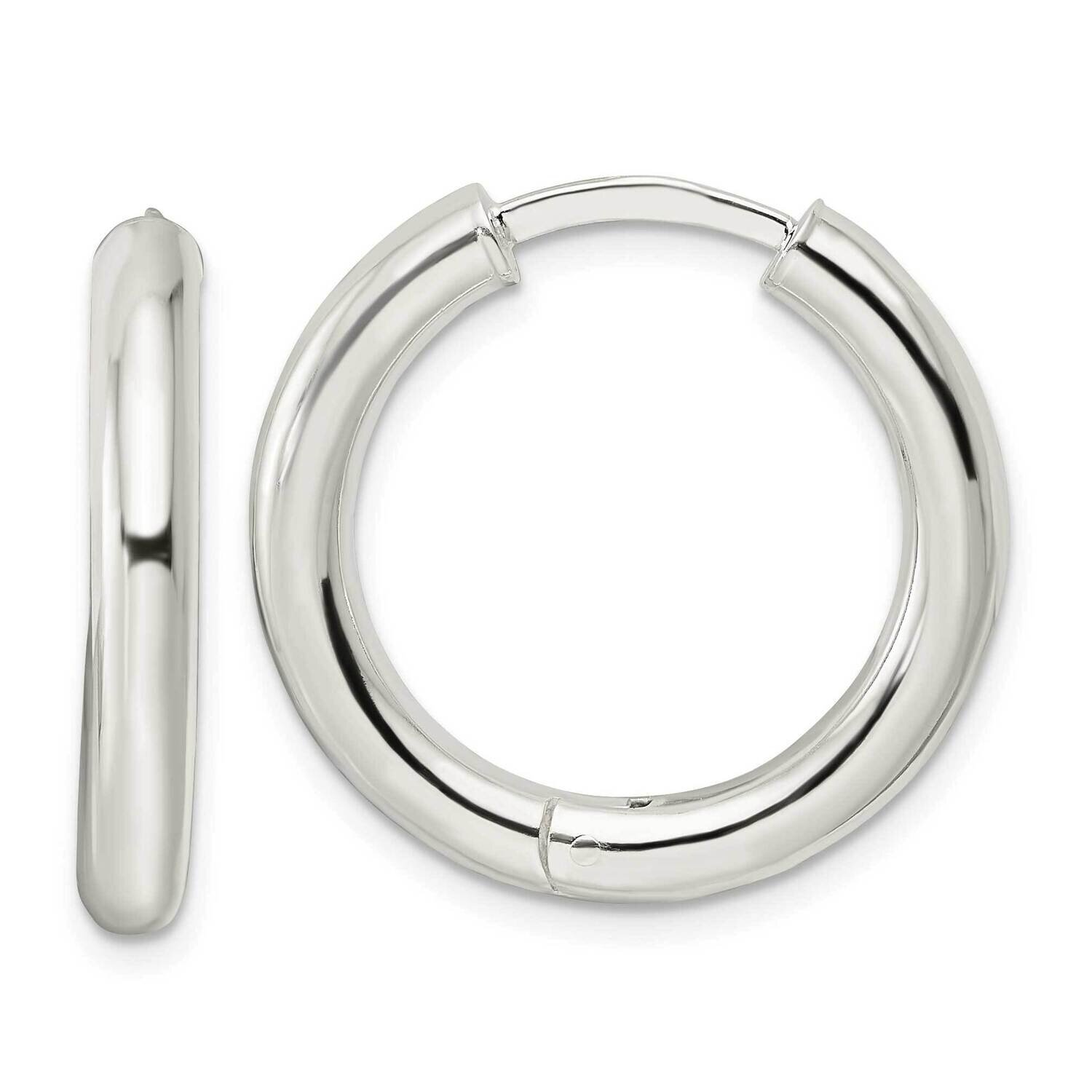 3.5x25mm Hinged Tube Hoop Earrings Sterling Silver Polished QE15949, MPN: QE15949, 196904151273