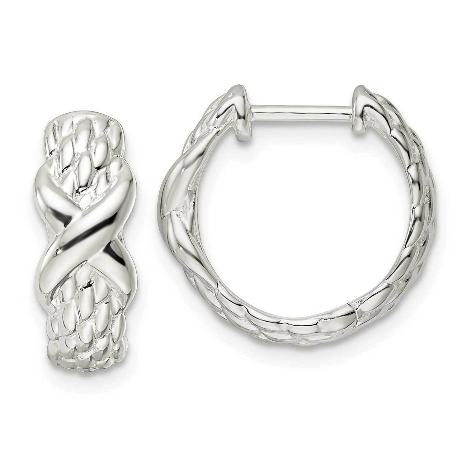 x Basket Weave Hinged Hoop Earrings Sterling Silver Polished QE15954, MPN: QE15954, 196904152409