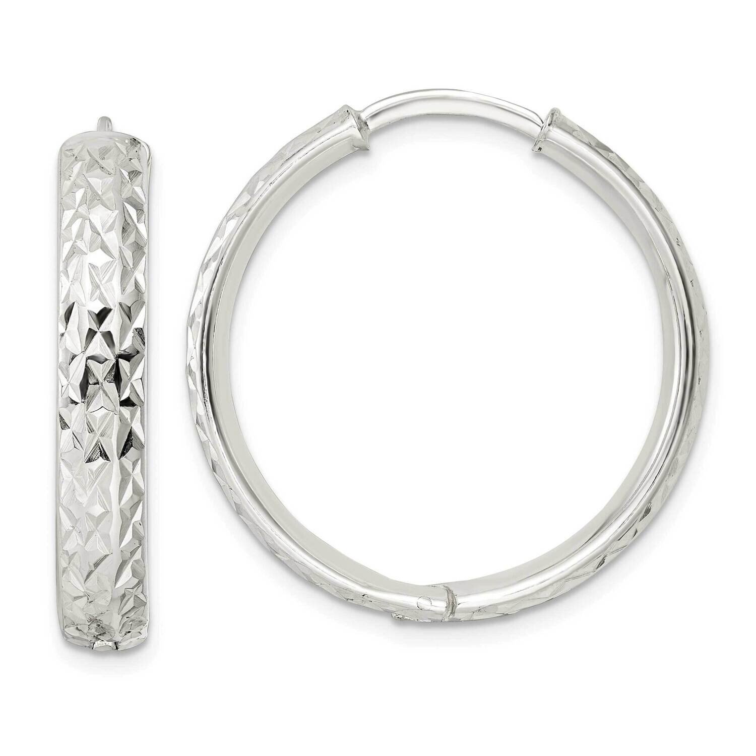 Diamond-Cut Circle Hoop Earrings Sterling Silver Polished QE15963, MPN: QE15963, 196904152294