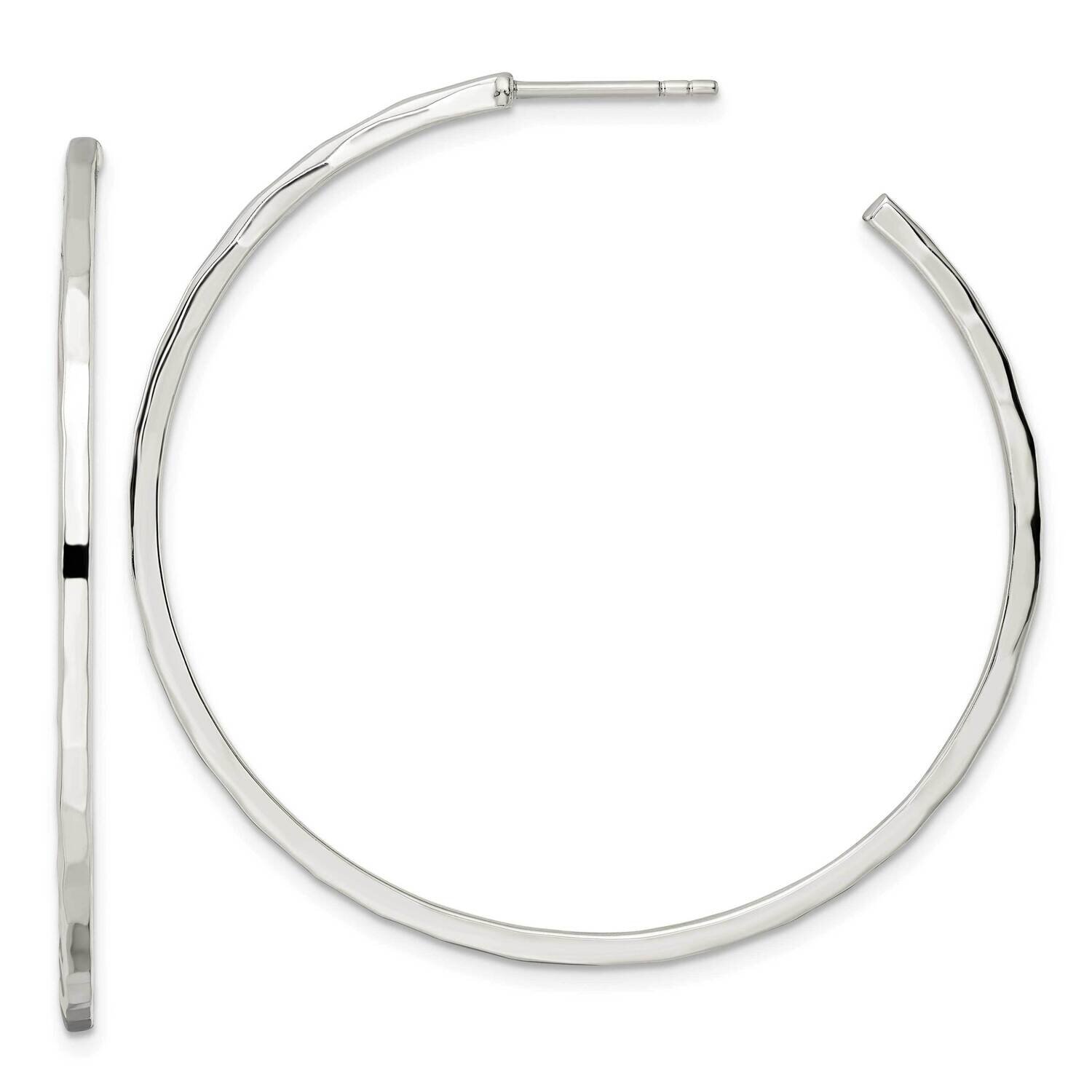 Hammered Hoop Earrings Sterling Silver Polished QE15970, MPN: QE15970, 196904151174