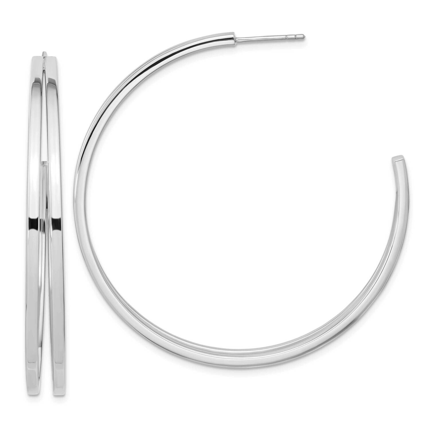 Split Design Hoop Post Earrings Sterling Silver Rhodium-Plated QE15974, MPN: QE15974, 196904152140