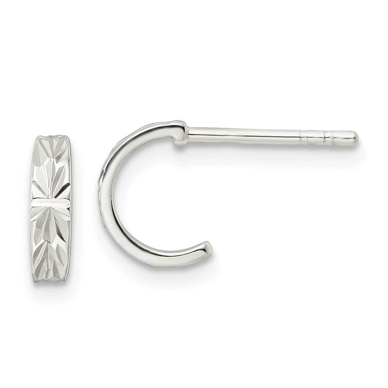 Diamond-Cut J-Hoop Post Earrings Sterling Silver Polished QE15978, MPN: QE15978, 196904150924