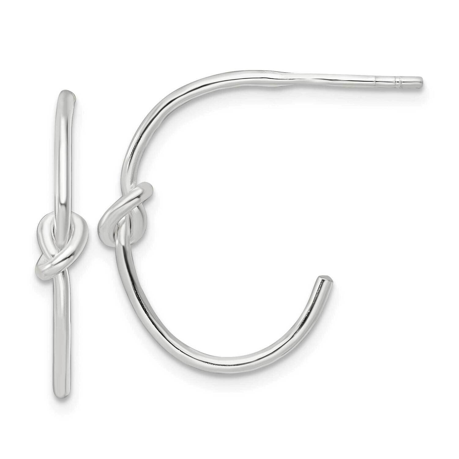Knot Post Hoop Earrings Sterling Silver Polished QE15980