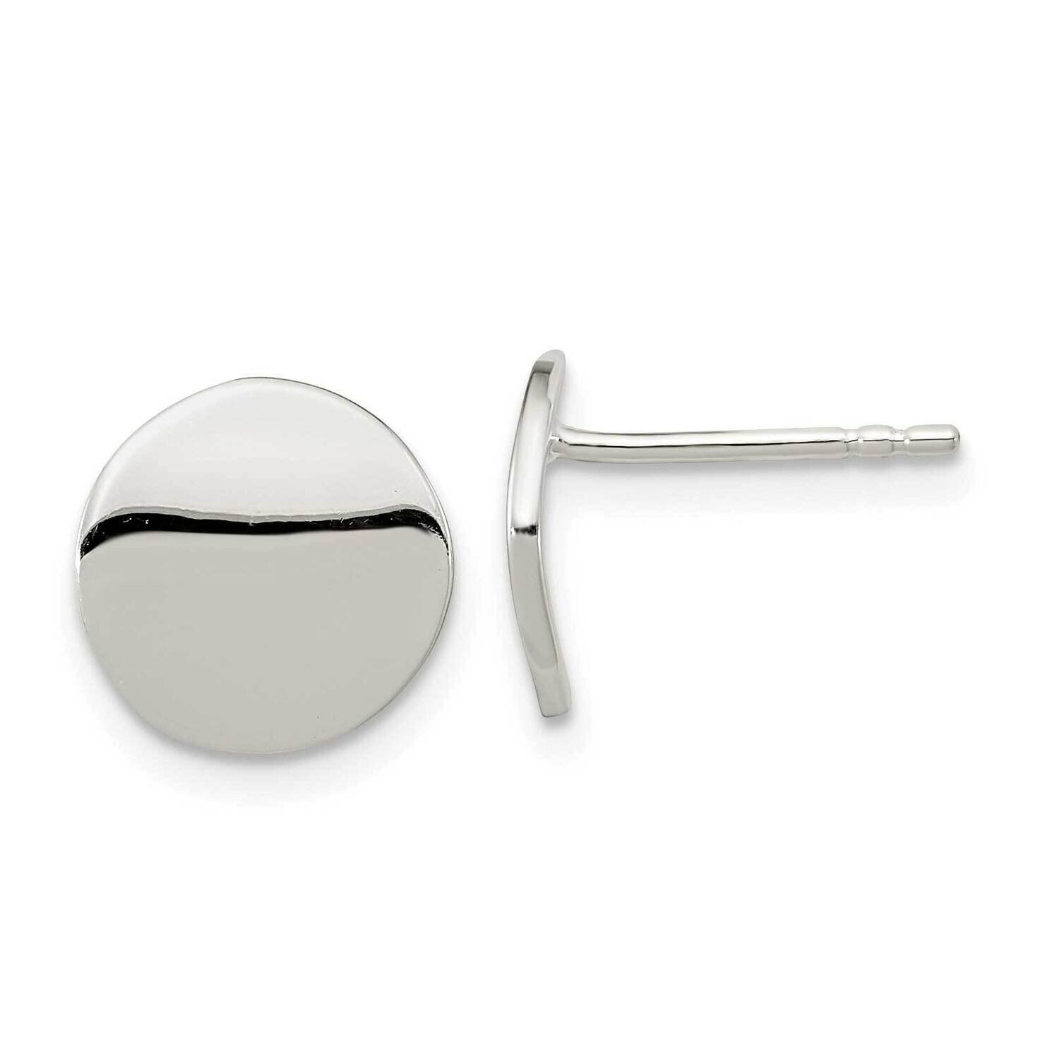 Flat Circle Post Earrings Sterling Silver Polished QE15999