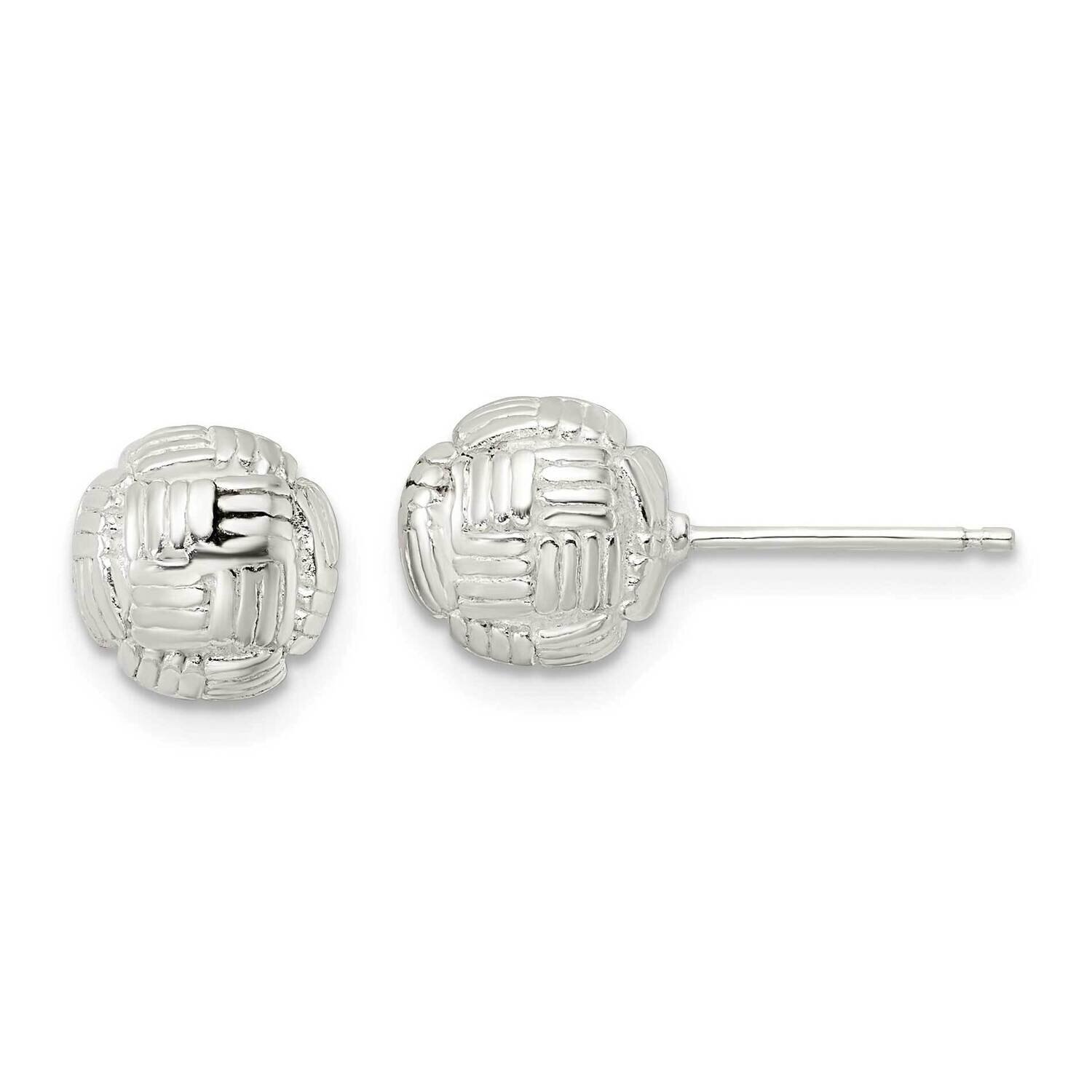 Basket Weave Ball Post Earrings Sterling Silver Polished QE16003, MPN: QE16003, 196904151785
