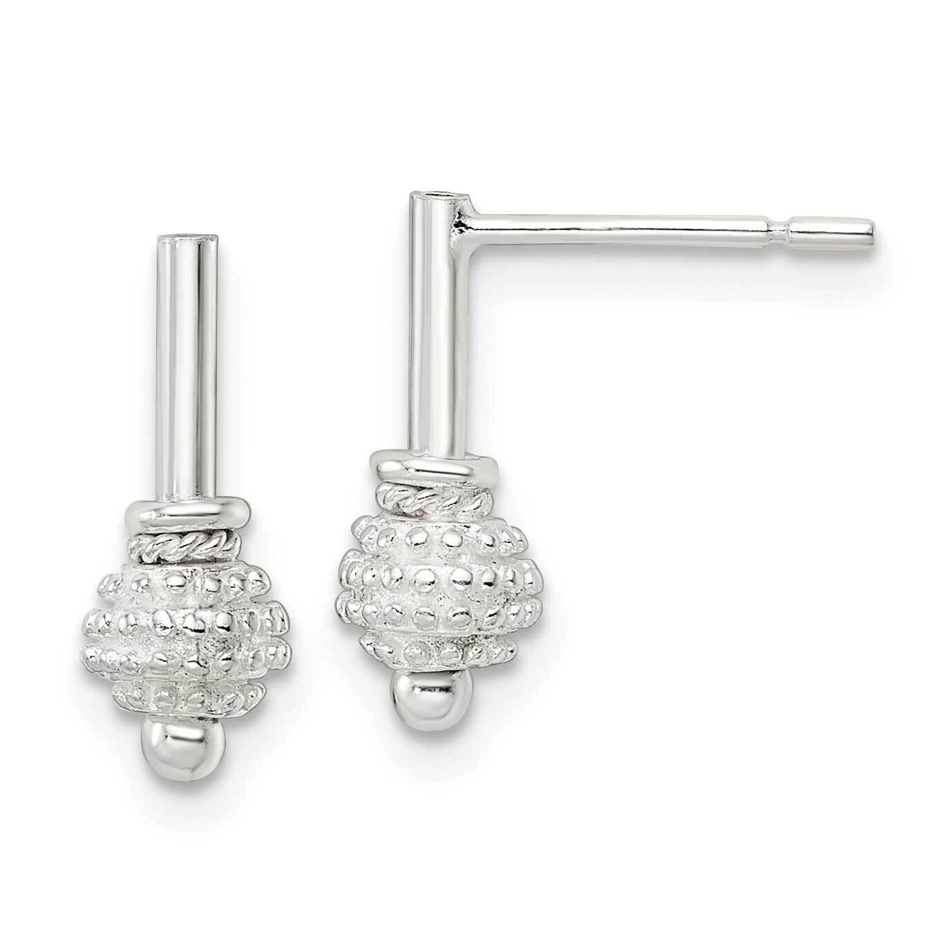 Ball Dangle Post Earrings Sterling Silver Textured QE16008, MPN: QE16008, 196904151006