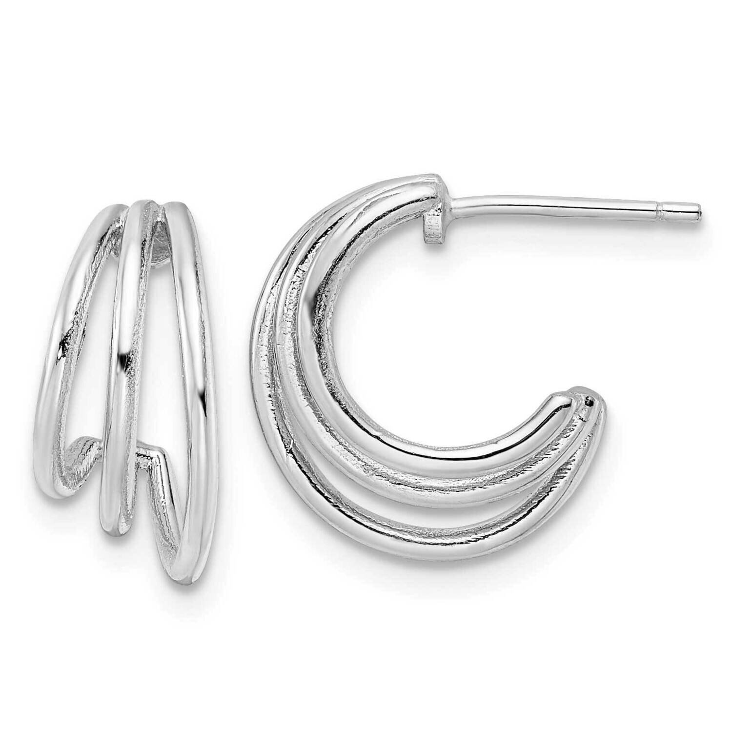 J-Hoop Post Earrings Sterling Silver Rhodium-Plated Polished QE16009, MPN: QE16009, 196904151631