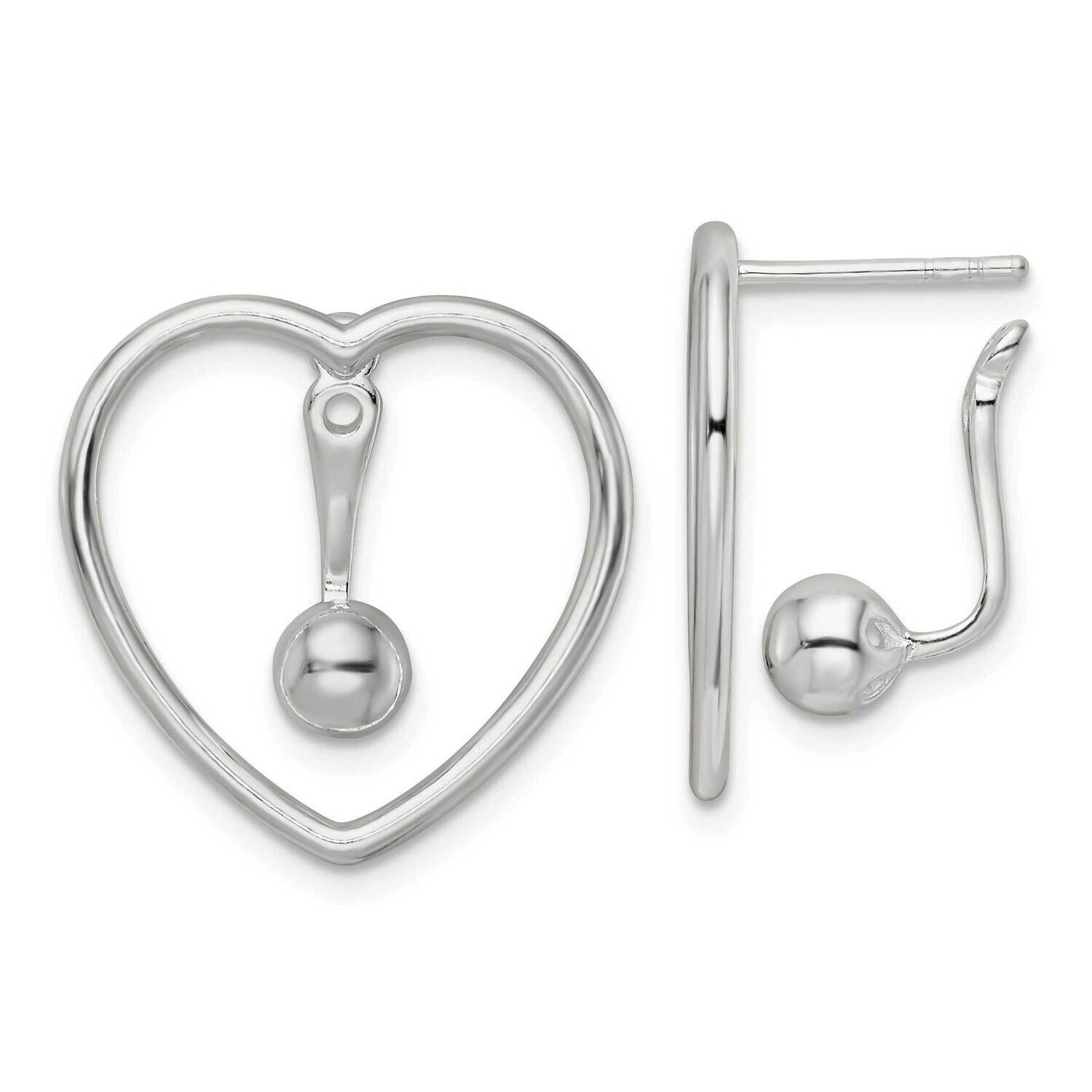 Heart with Drop and Dangle Ball Threader Post Earring Sterling Silver Polished QE16019, MPN: QE1601…