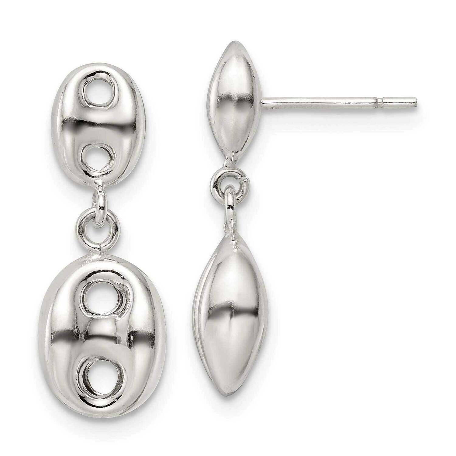 Oval Dangle Post Earrings Sterling Silver Polished QE16025