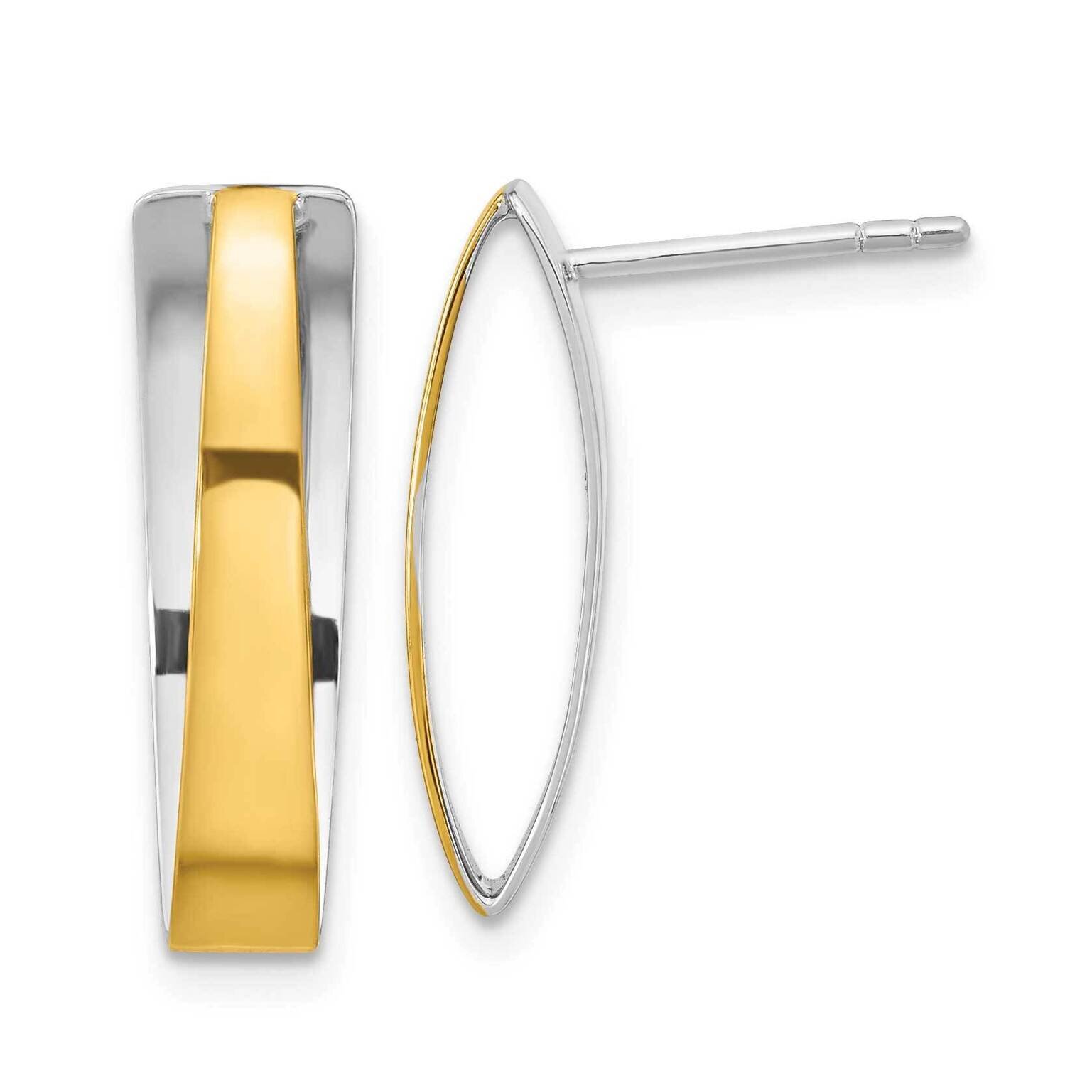 Gold-Plated Polished Post Dangle Earrings Sterling Silver Rhodium-Plated QE16030, MPN: QE16030, 196…