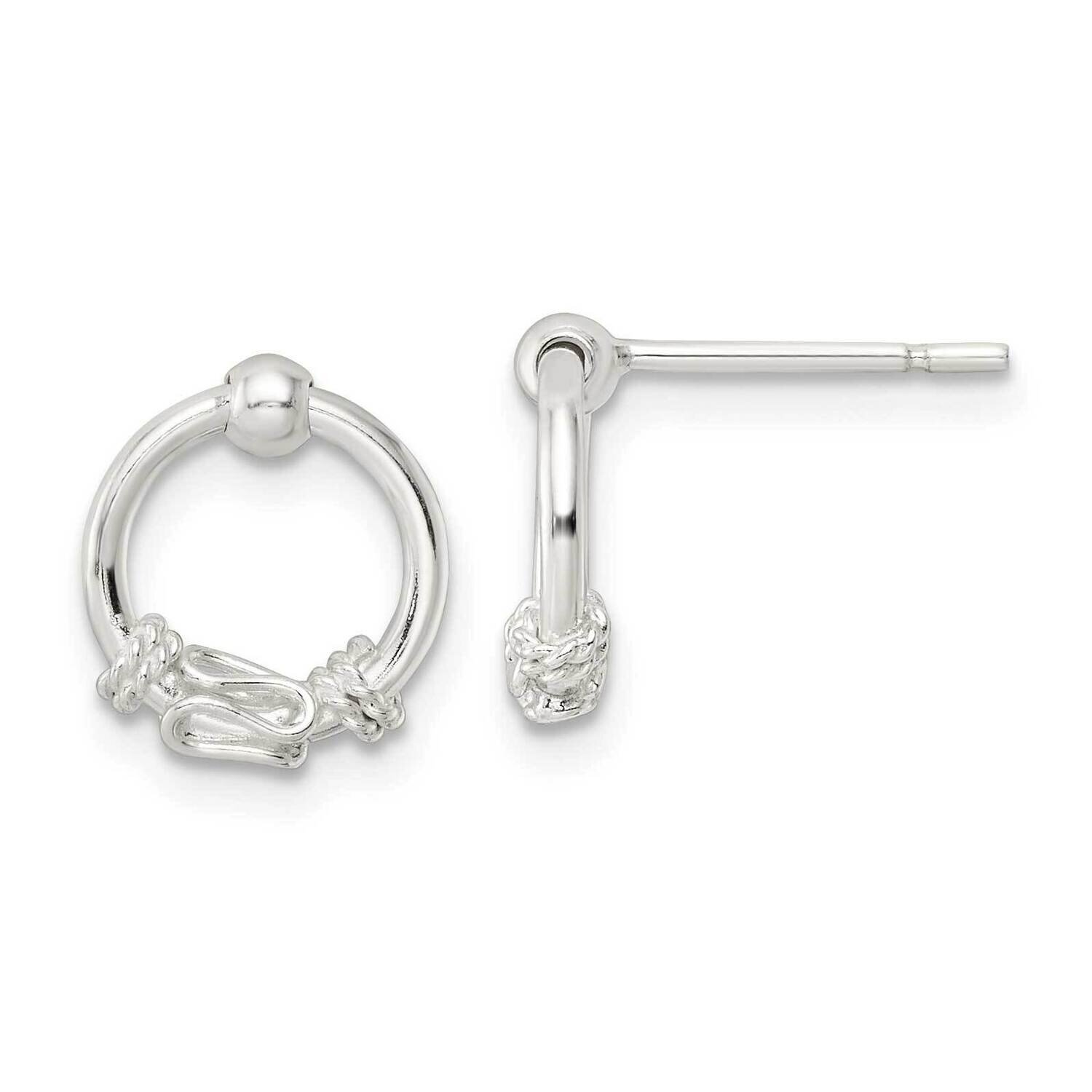 Fancy Circle Dangle Post Earrings Sterling Silver Polished QE16034, MPN: QE16034, 196904150672