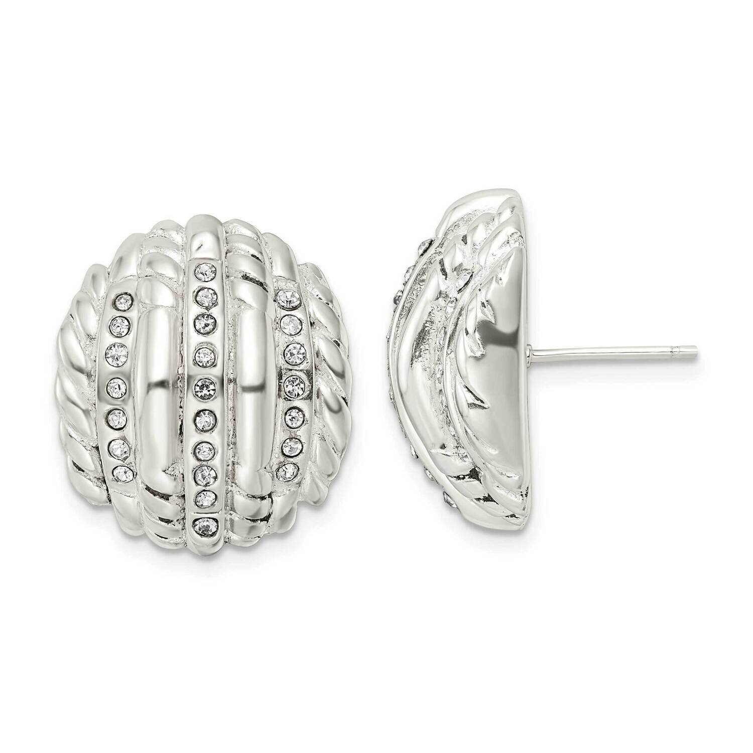 Crystal Post Earrings Sterling Silver Polished QE16036, MPN: QE16036, 196904150580