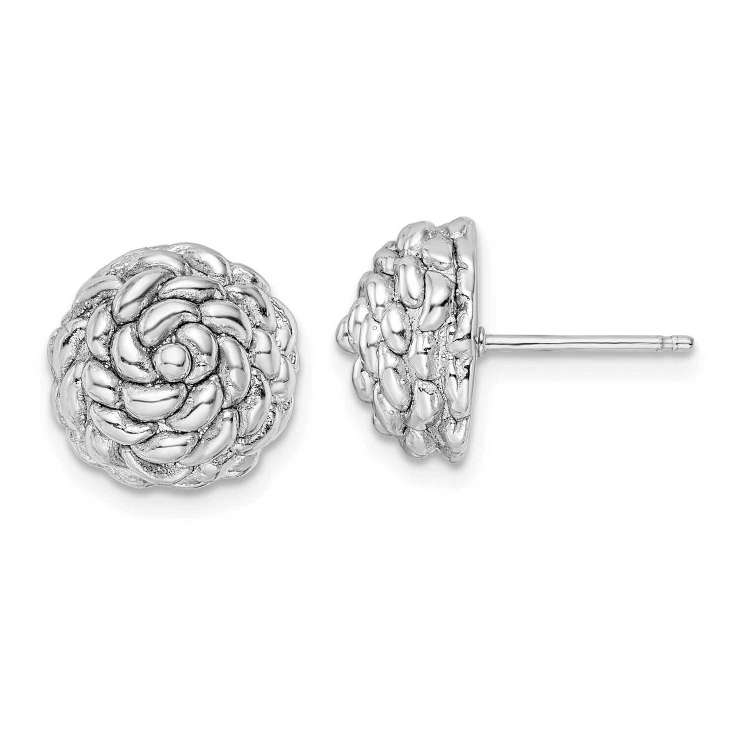 Flower Post Earrings Sterling Silver Rhodium-Plated Polished QE16037, MPN: QE16037, 196904150542
