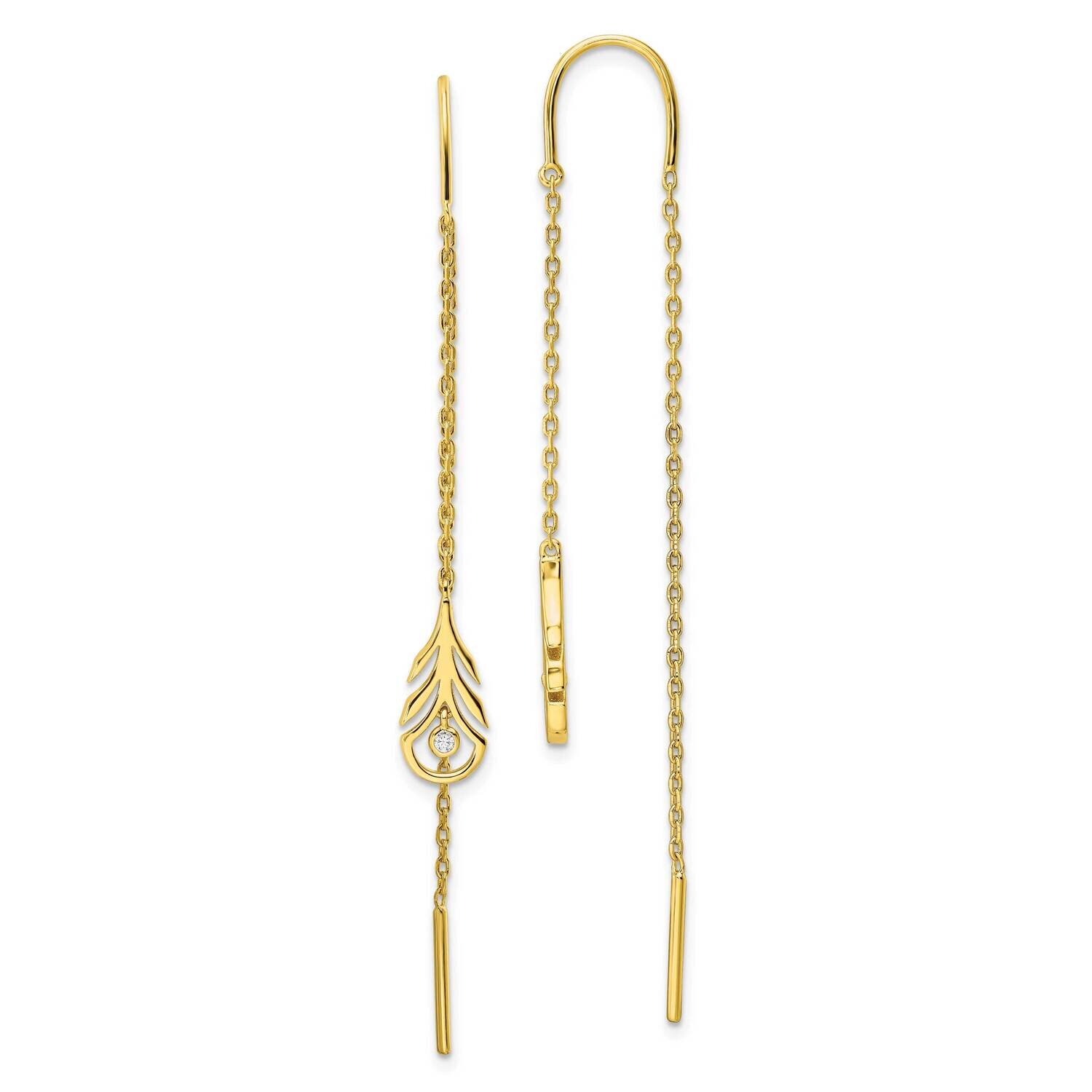 CZ Diamond Threader Earrings Sterling Silver Gold-Tone QE16041, MPN: QE16041, 196904150290