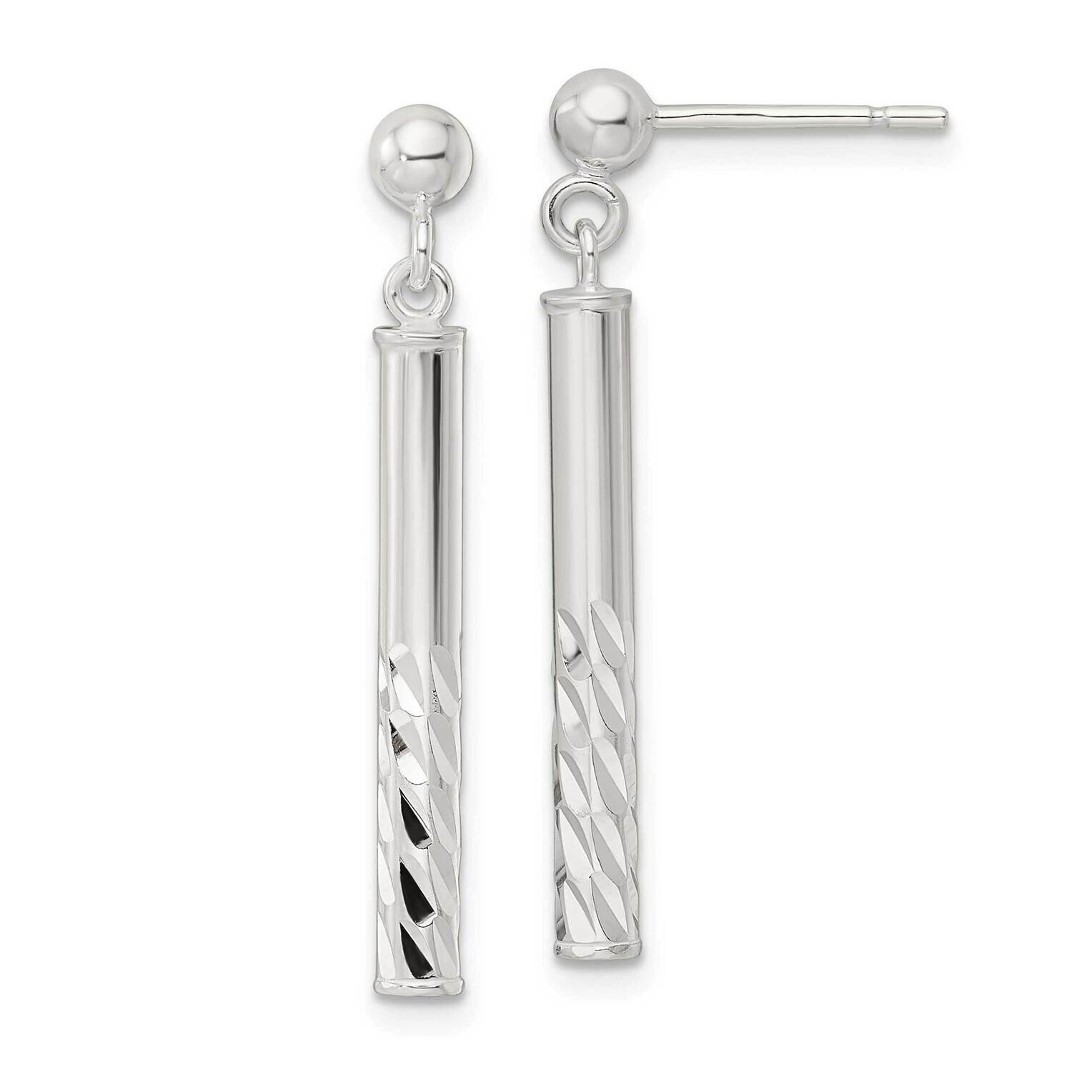 Diamond-Cut Bar Dangle Post Earrings Sterling Silver QE16045, MPN: QE16045, 196904150474
