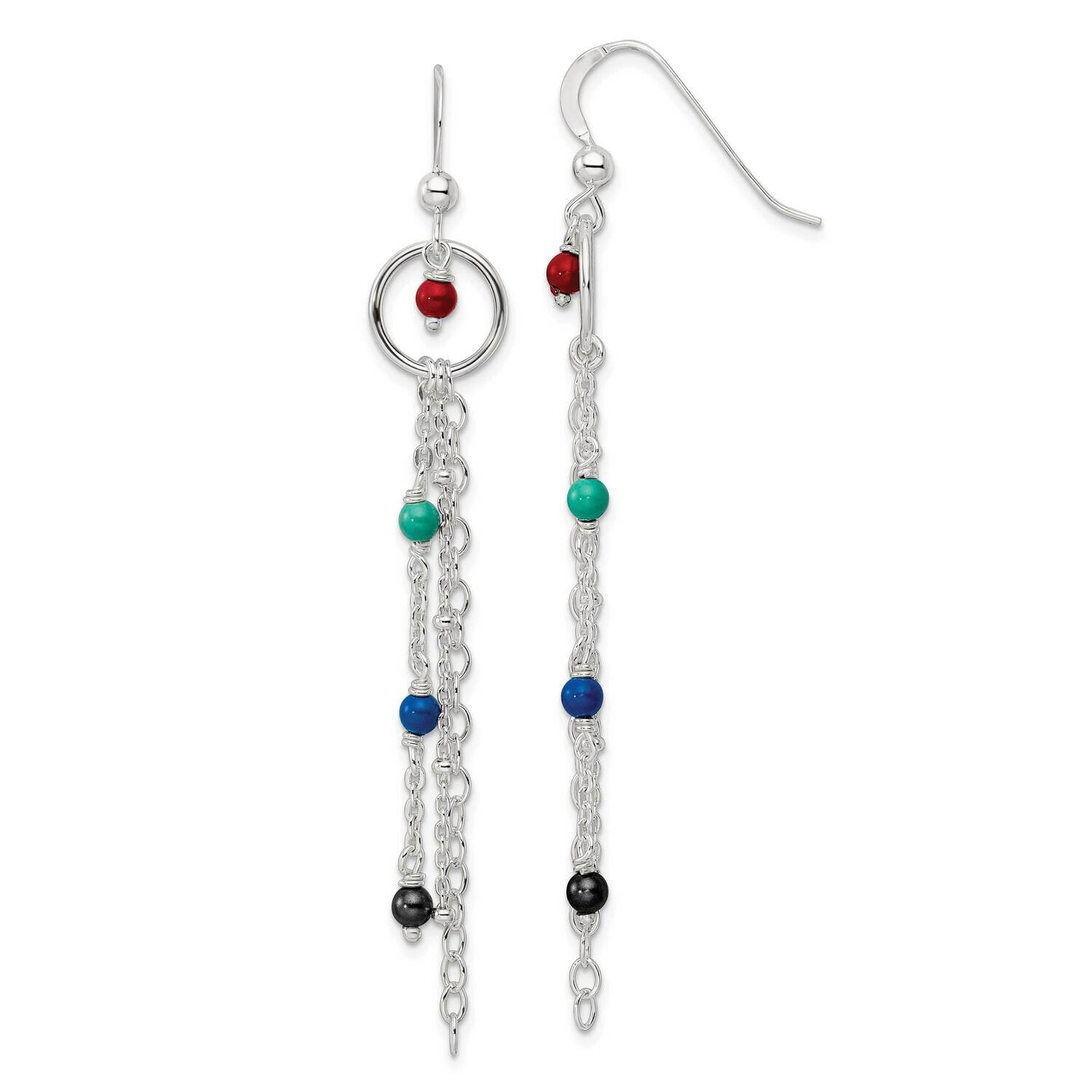 Swarovski Beads Chain Dangle Earrings Sterling Silver QE16051
