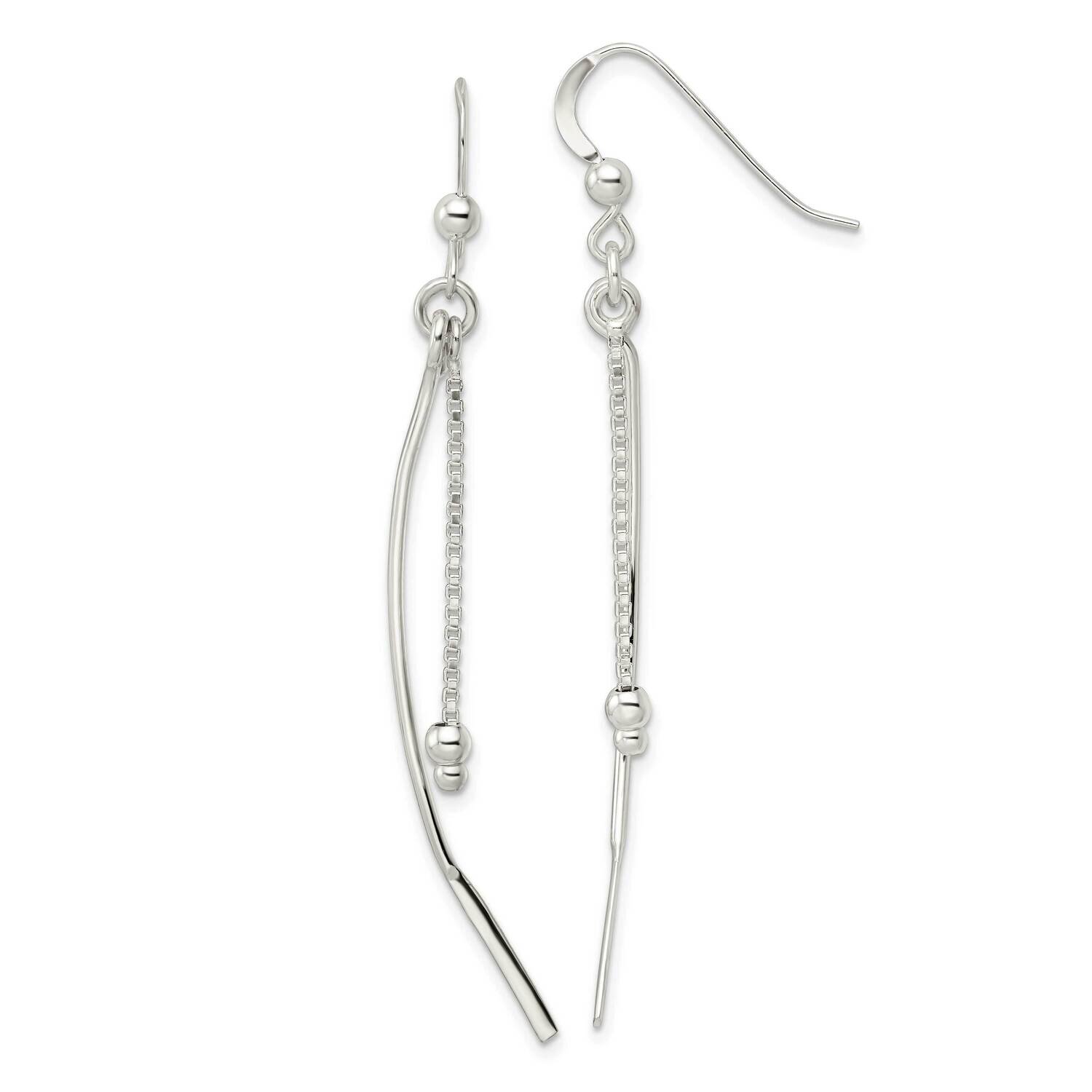 Bar and Chain with Beads Dangle Earrings Sterling Silver QE16060, MPN: QE16060, 196904150269