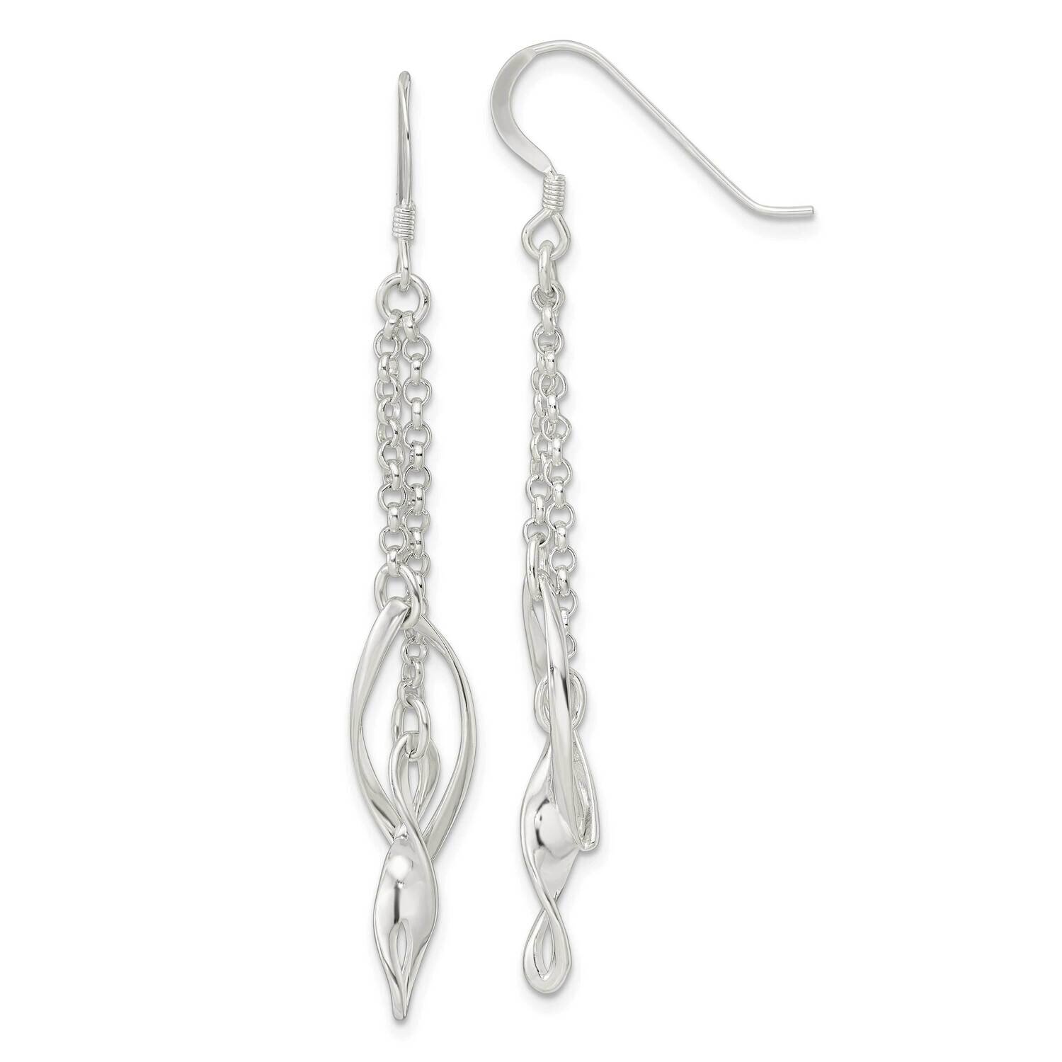 2-Twists On Chain Shepherd Hook Earrings Sterling Silver QE16063, MPN: QE16063, 196904150191