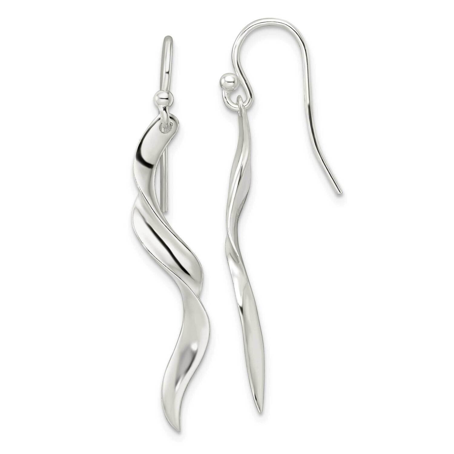 Twisted Dangle Earrings Sterling Silver Polished QE16069, MPN: QE16069, 196904150313