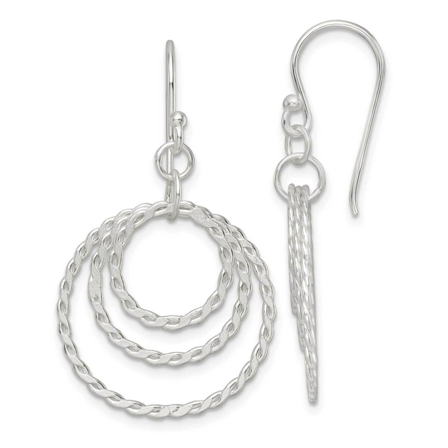 Twisted Circles Dangle Earrings Sterling Silver Polished QE16076, MPN: QE16076, 196904149997