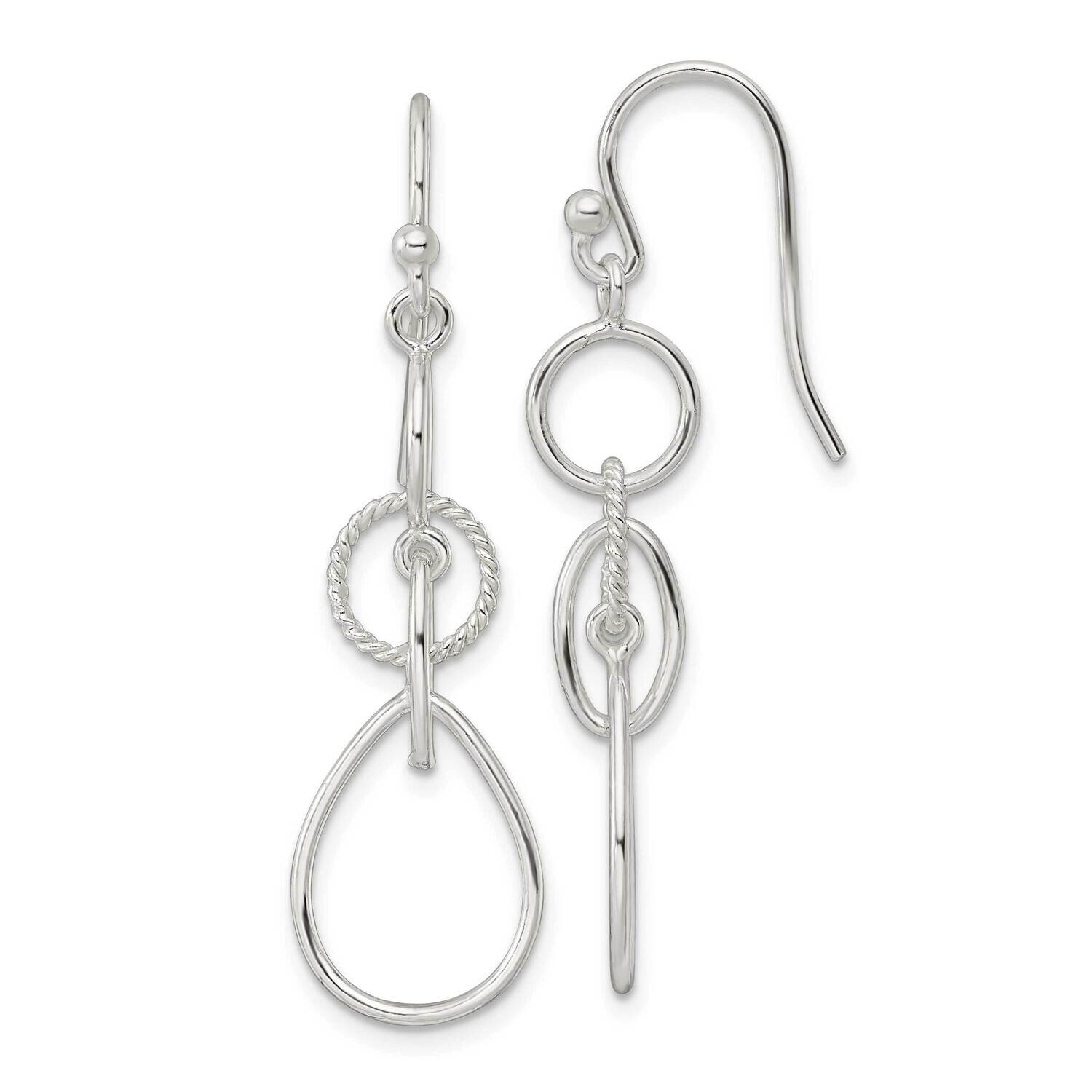 Circles and Teardrop Dangle Shepherd Hook Earrings Sterling Silver QE16077, MPN: QE16077, 196904151…
