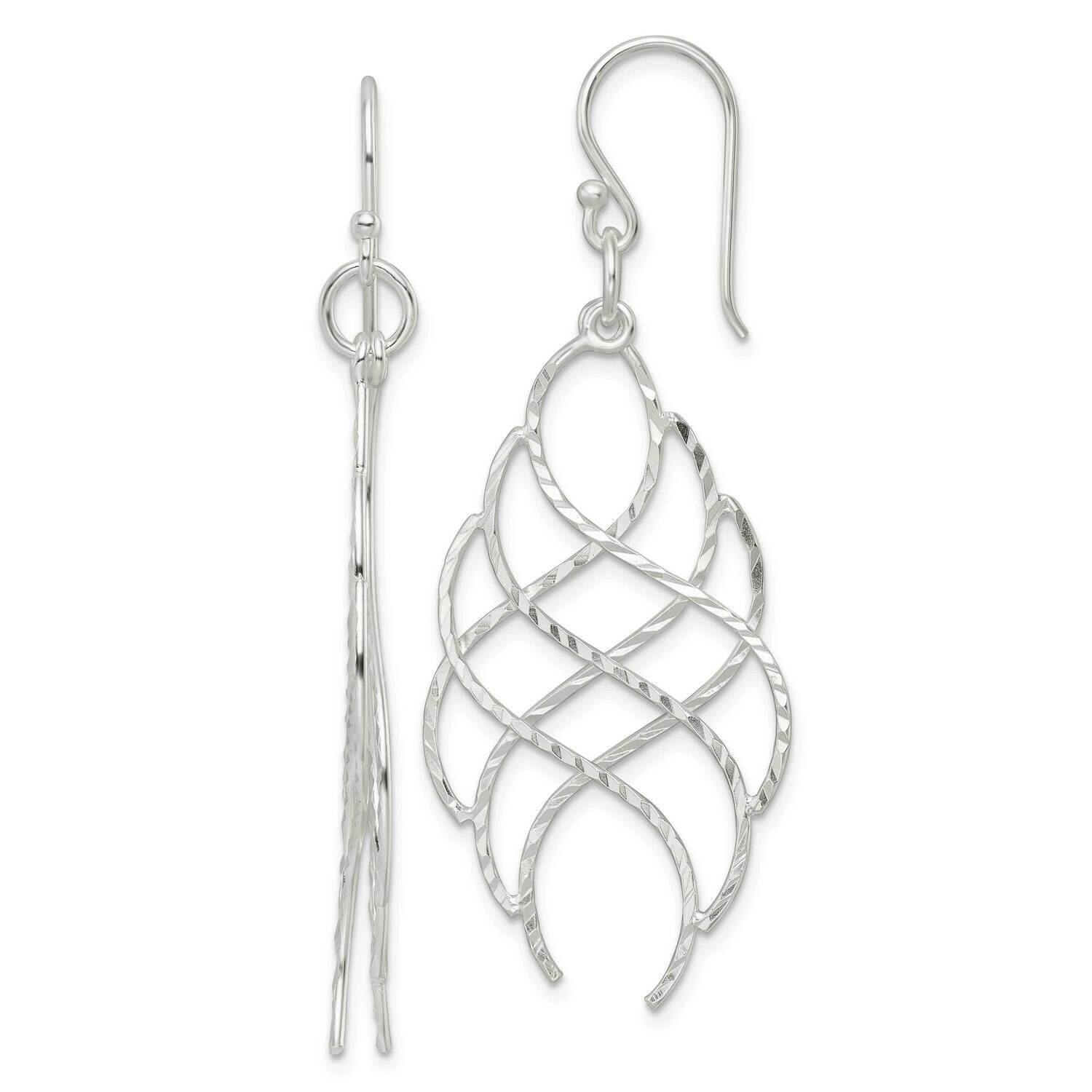 Diamond-Cut Wavy Criss Cross Dangle Earrings Sterling Silver Polished QE16078, MPN: QE16078, 196904…