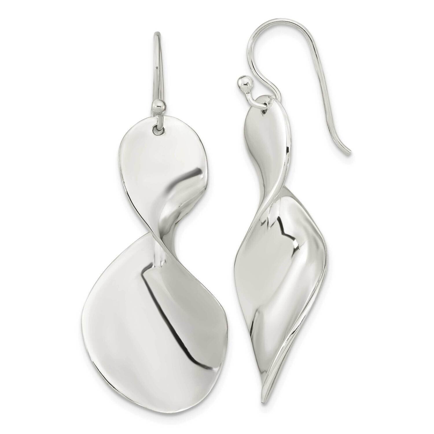 Fancy Twisted Dangle Earrings Sterling Silver Polished QE16082, MPN: QE16082, 196904149911