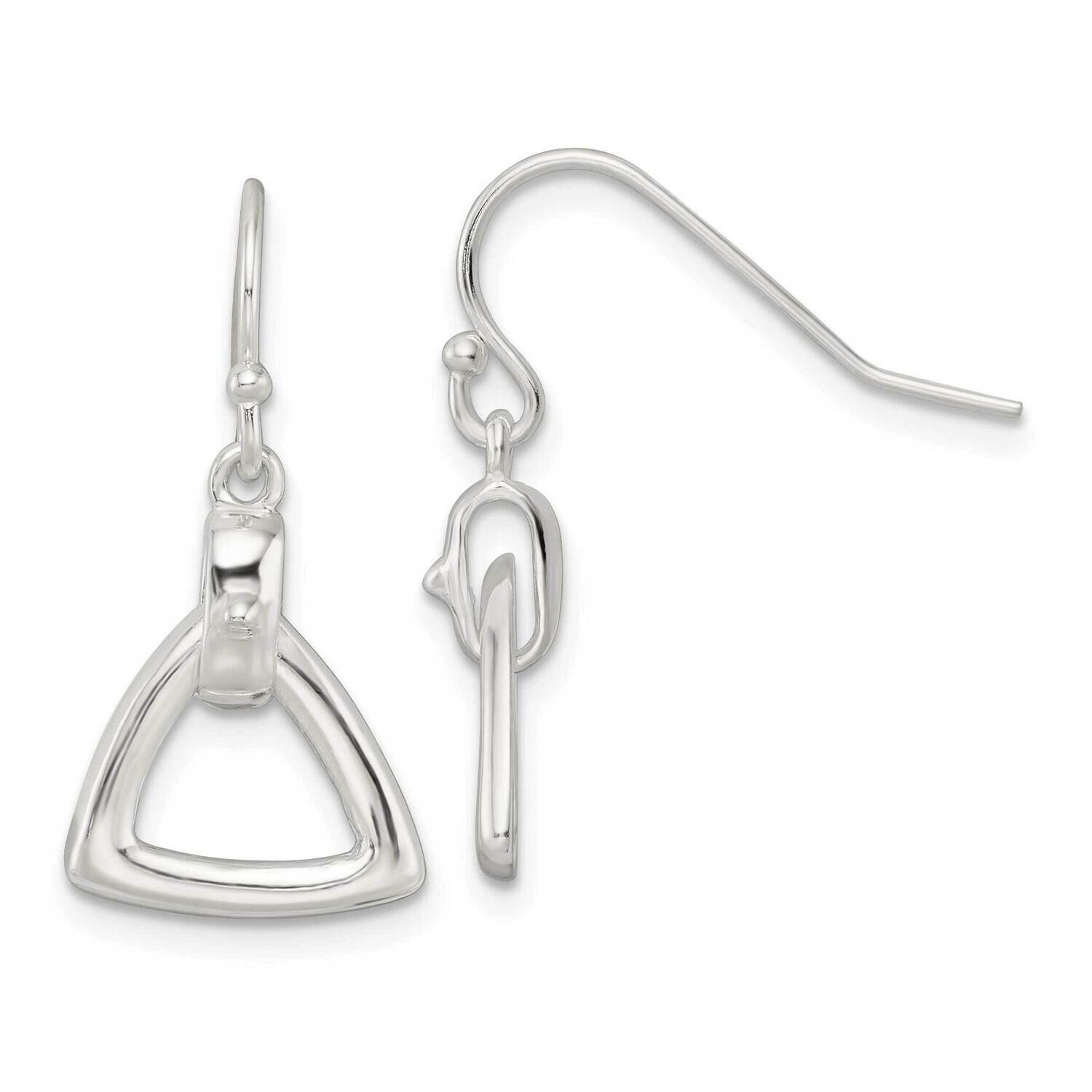 Triangle Dangle Shepherd Hook Earrings Sterling Silver QE16086