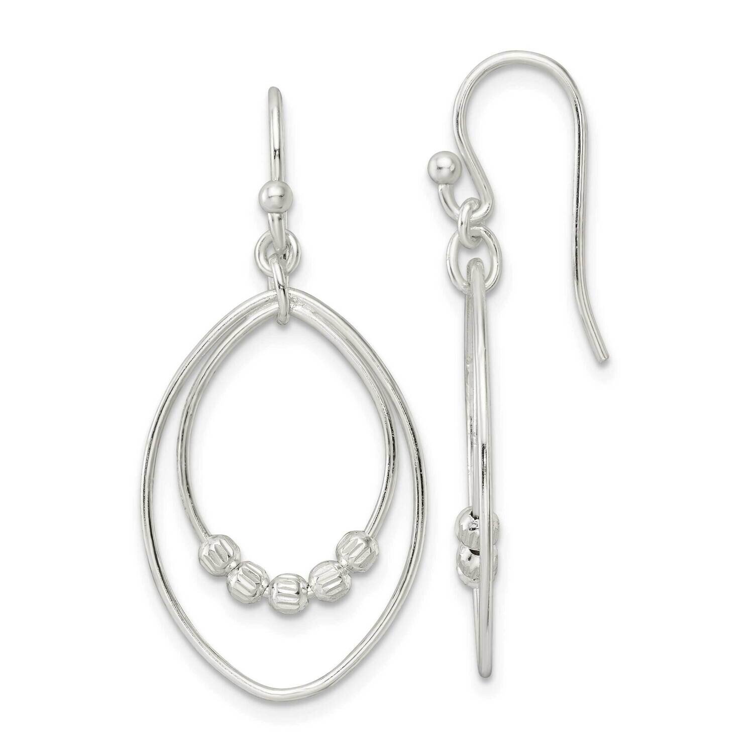 Diamond-Cut Beads On Oval Dangle Shepherd Hook Earrings Sterling Silver QE16091, MPN: QE16091, 1969…