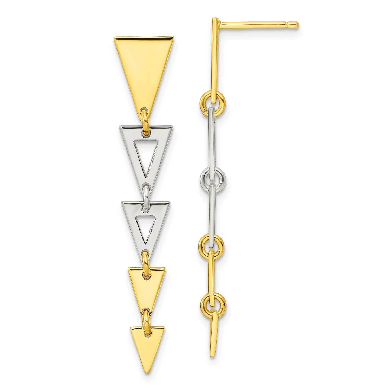 Triangle Dangle Post Earrings Sterling Silver Gold-Tone QE16099, MPN: QE16099, 196904151020