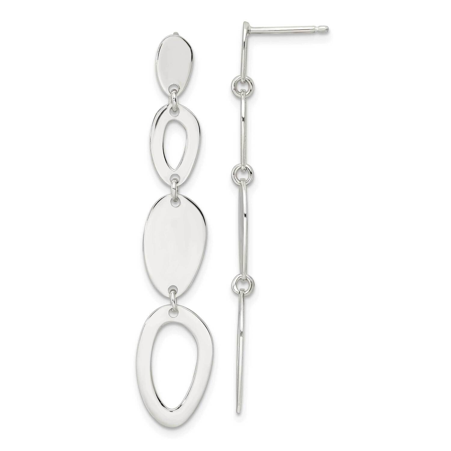 Oval Dangles Post Earrings Sterling Silver QE16101