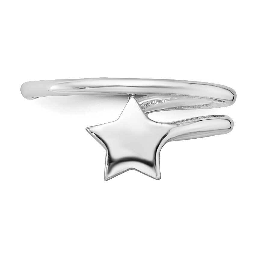 Star Pair of Ear Cuffs Sterling Silver Rhodium-Plated Polished QE16110