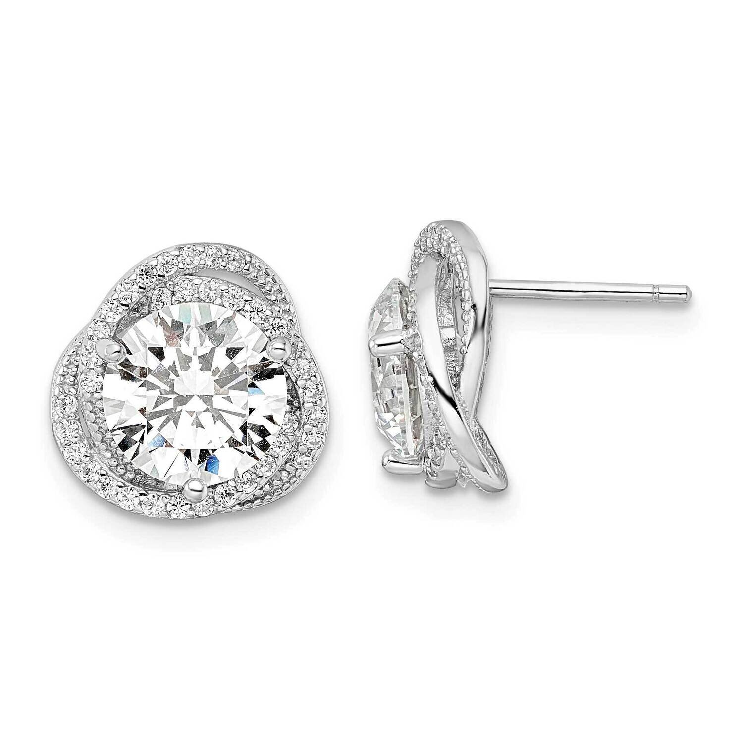 12mm Round CZ Diamond Post Earrings Sterling Silver Rhodium-Plated Polished QE16115, MPN: QE16115, …