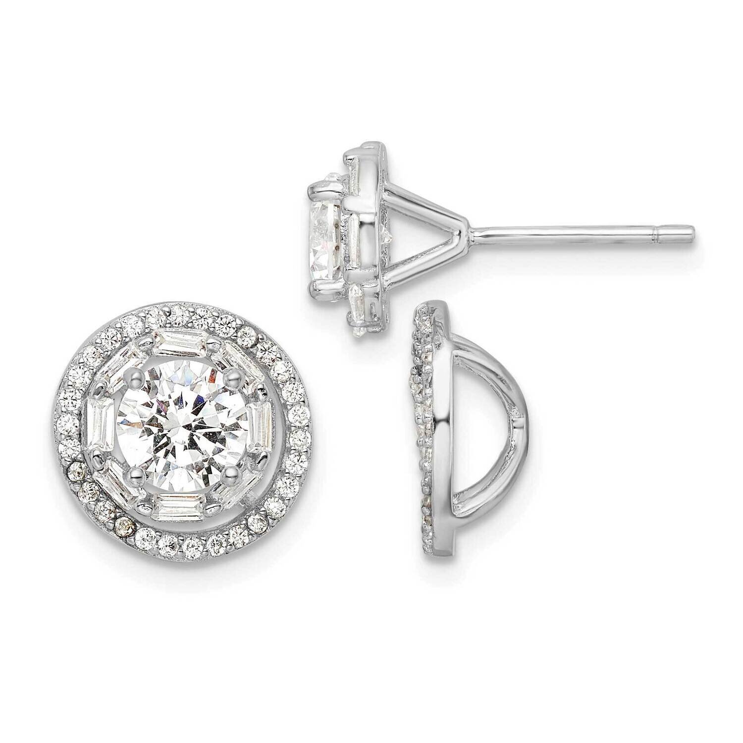 Rhodium-Plated CZ Diamond 6mm Stud Earrings with Jackets Sterling Silver Polished QE16127, MPN: QE1…