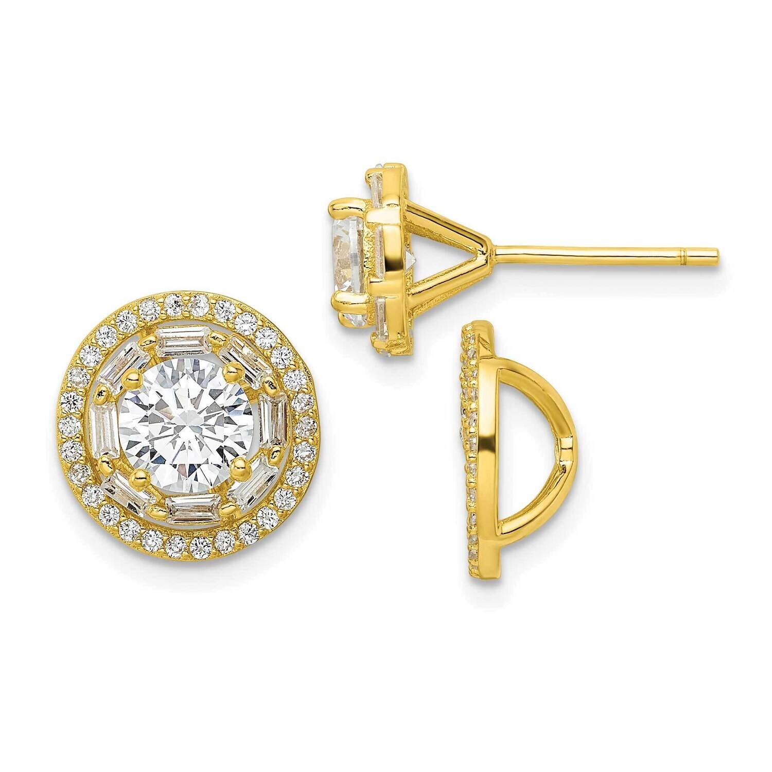 Gold-Tone CZ Diamond 6mm Stud Earrings with Jackets Sterling Silver Polished QE16128, MPN: QE16128,…