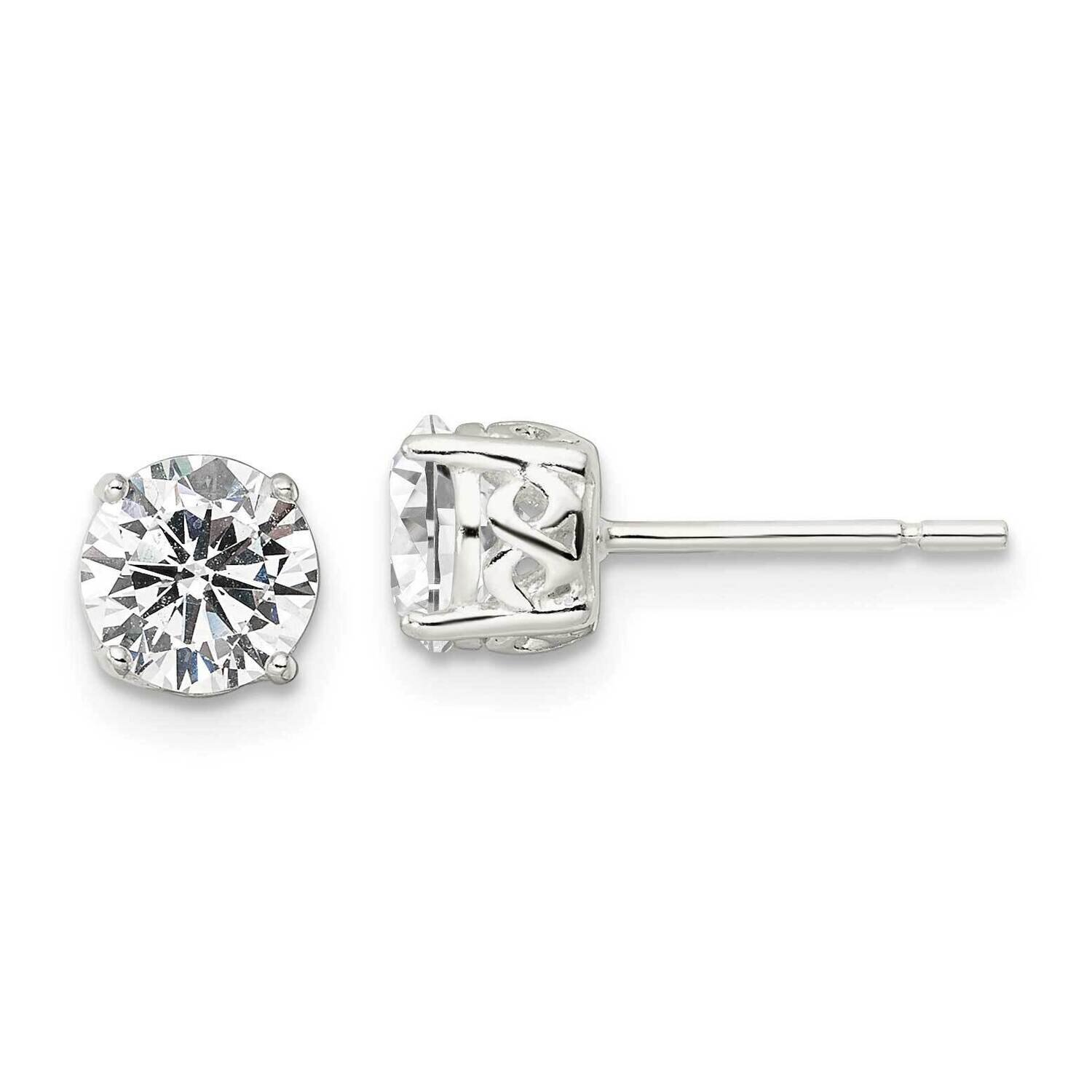 CZ Diamond Circle Post Earrings Sterling Silver Polished QE16131, MPN: QE16131, 196904150641