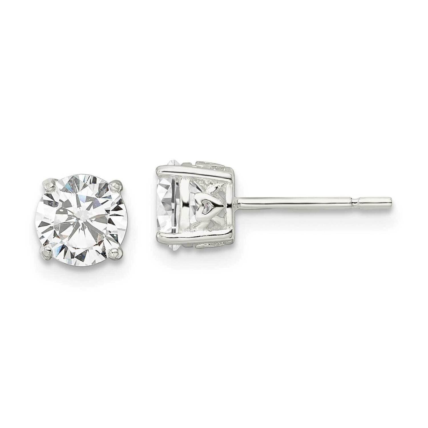 CZ Diamond Circle Post Earrings Sterling Silver Polished QE16132, MPN: QE16132, 196904169230