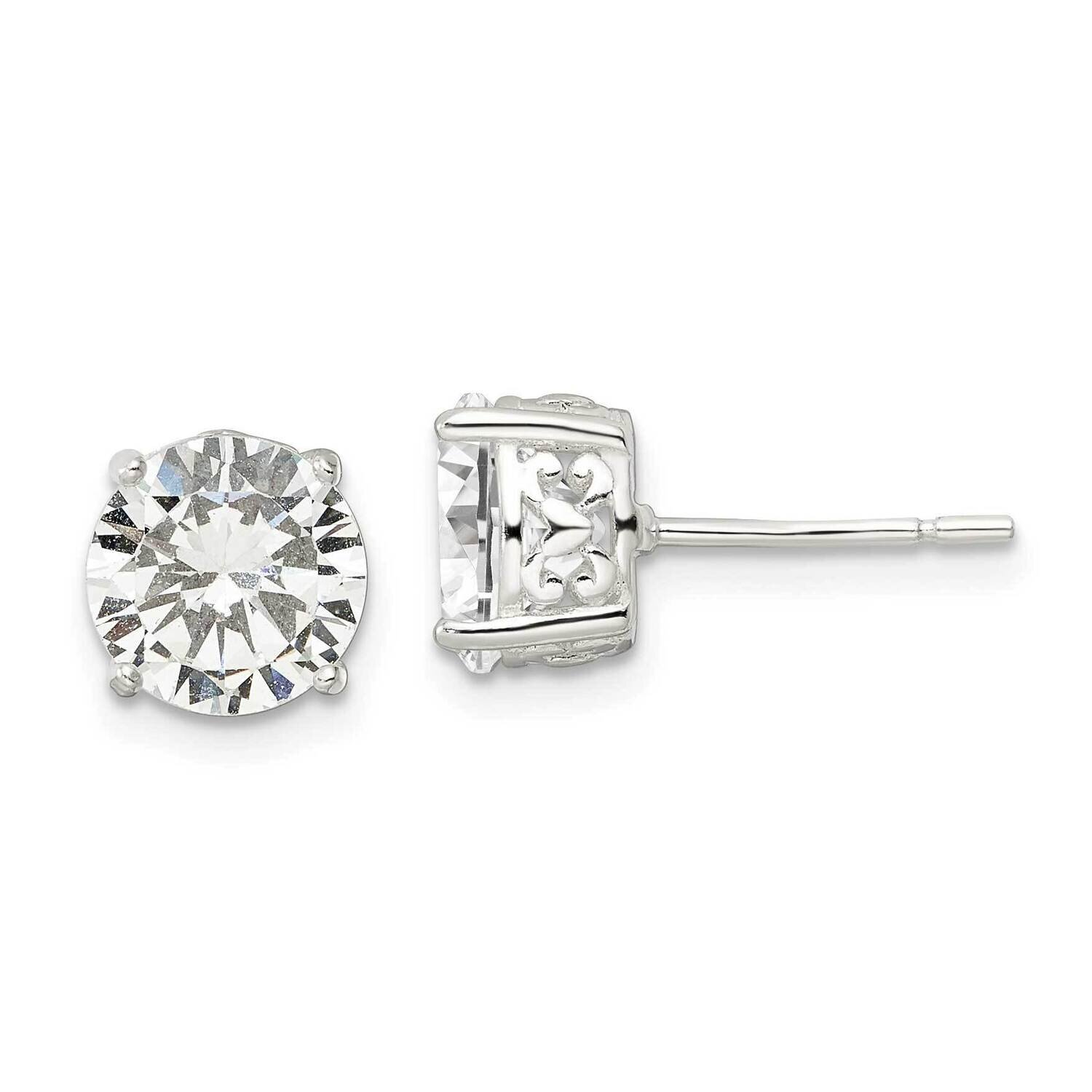 CZ Diamond Circle Post Earrings Sterling Silver Polished QE16139, MPN: QE16139, 196904169681