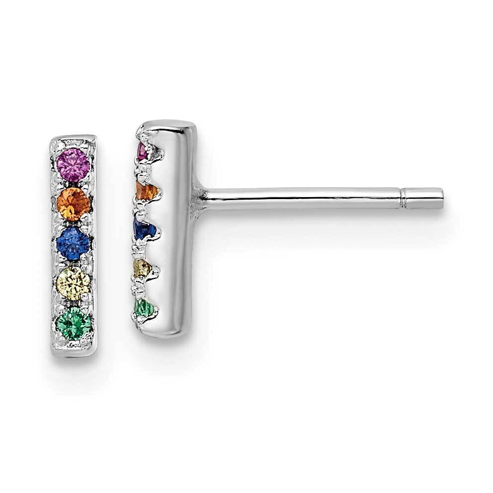 Multi-Color CZ Diamond Post Earrings Sterling Silver Rhodium-Plated Polished QE16150, MPN: QE16150,…