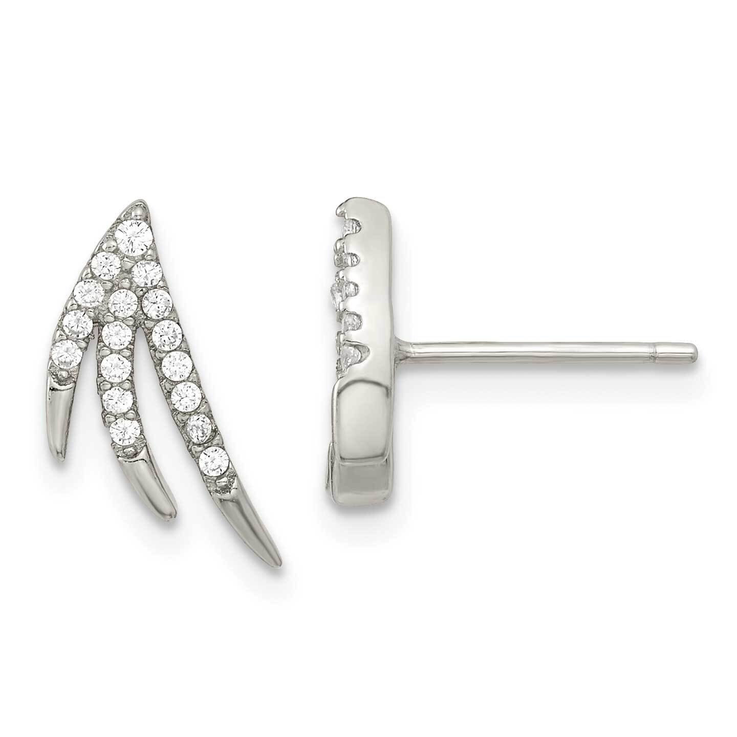 Fancy CZ Diamond Post Earrings Sterling Silver Rhodium-Plated QE16182, MPN: QE16182, 196904168592