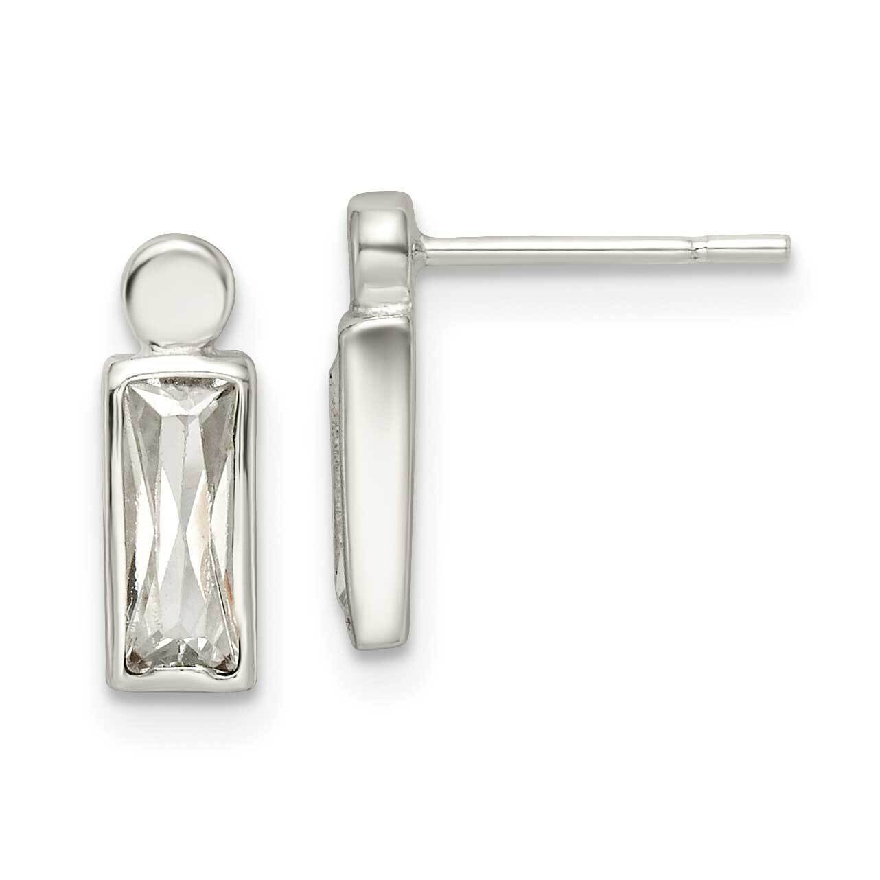 CZ Diamond Post Earrings Sterling Silver Polished QE16184, MPN: QE16184, 196904168554