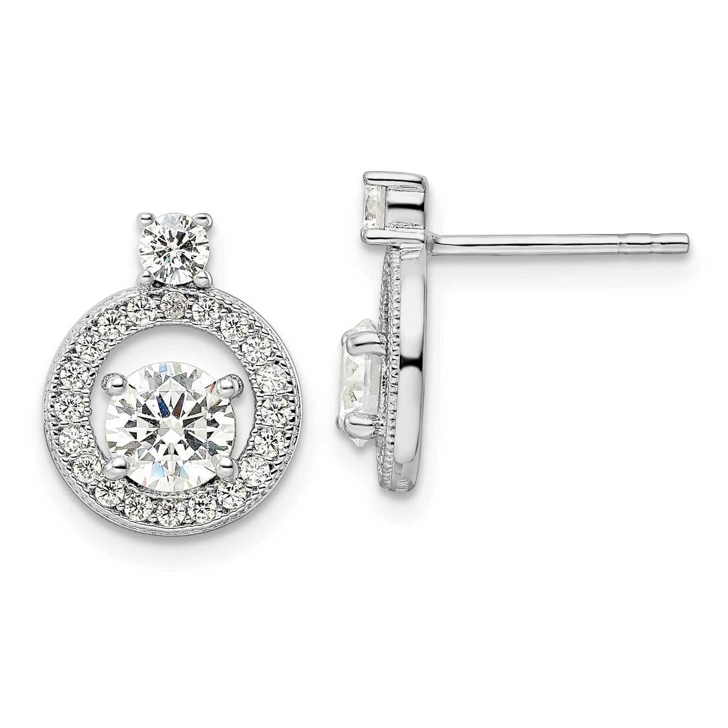 CZ Diamond Circle Post Earrings Sterling Silver Rhodium-Plated QE16205, MPN: QE16205, 196904168929