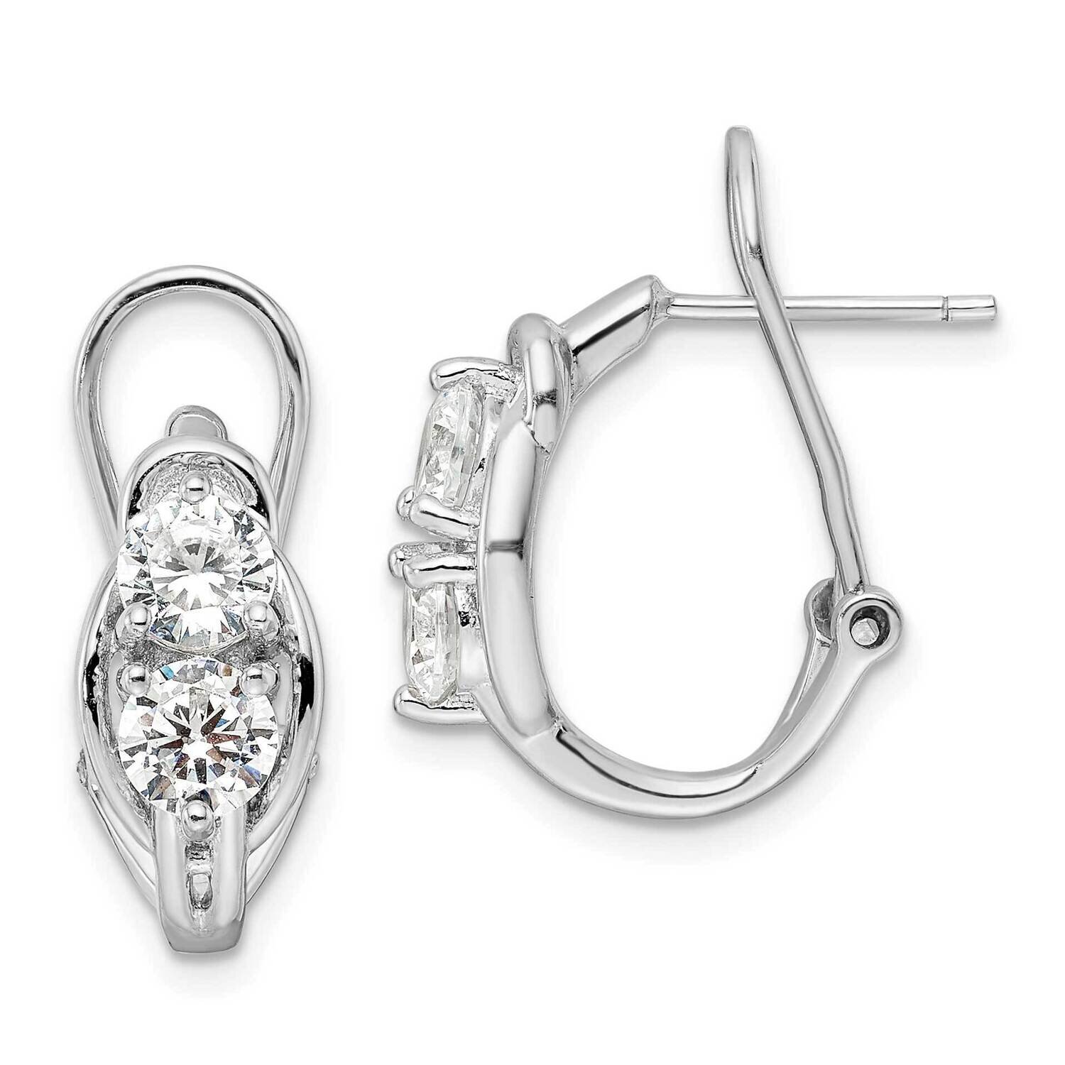 CZ Diamond Leverback Earrings Sterling Silver Rhodium-Plated QE16210, MPN: QE16210, 196904150177