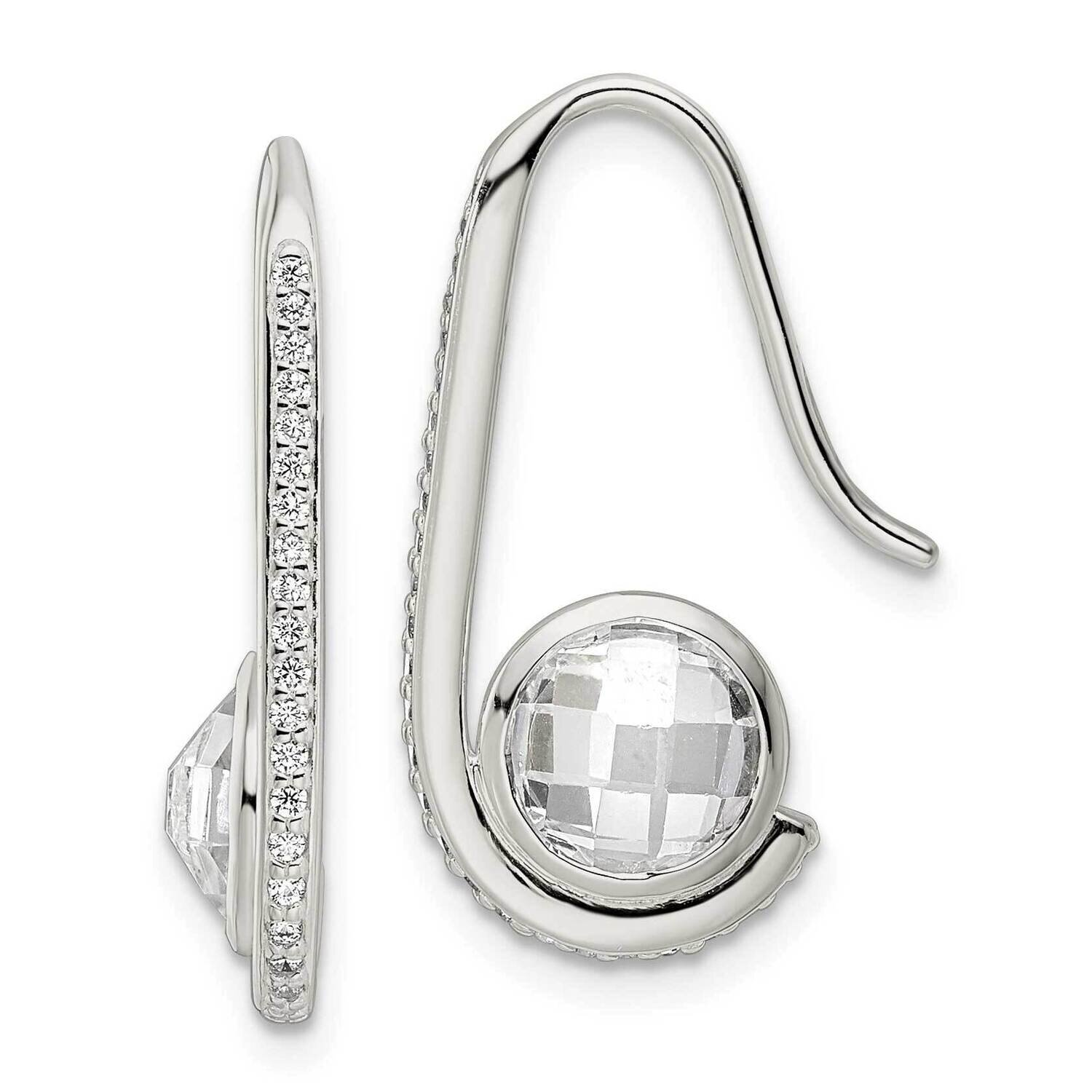 Checkerboard CZ Diamond Dangle Earrings Sterling Silver Polished QE16214, MPN: QE16214, 196904168813