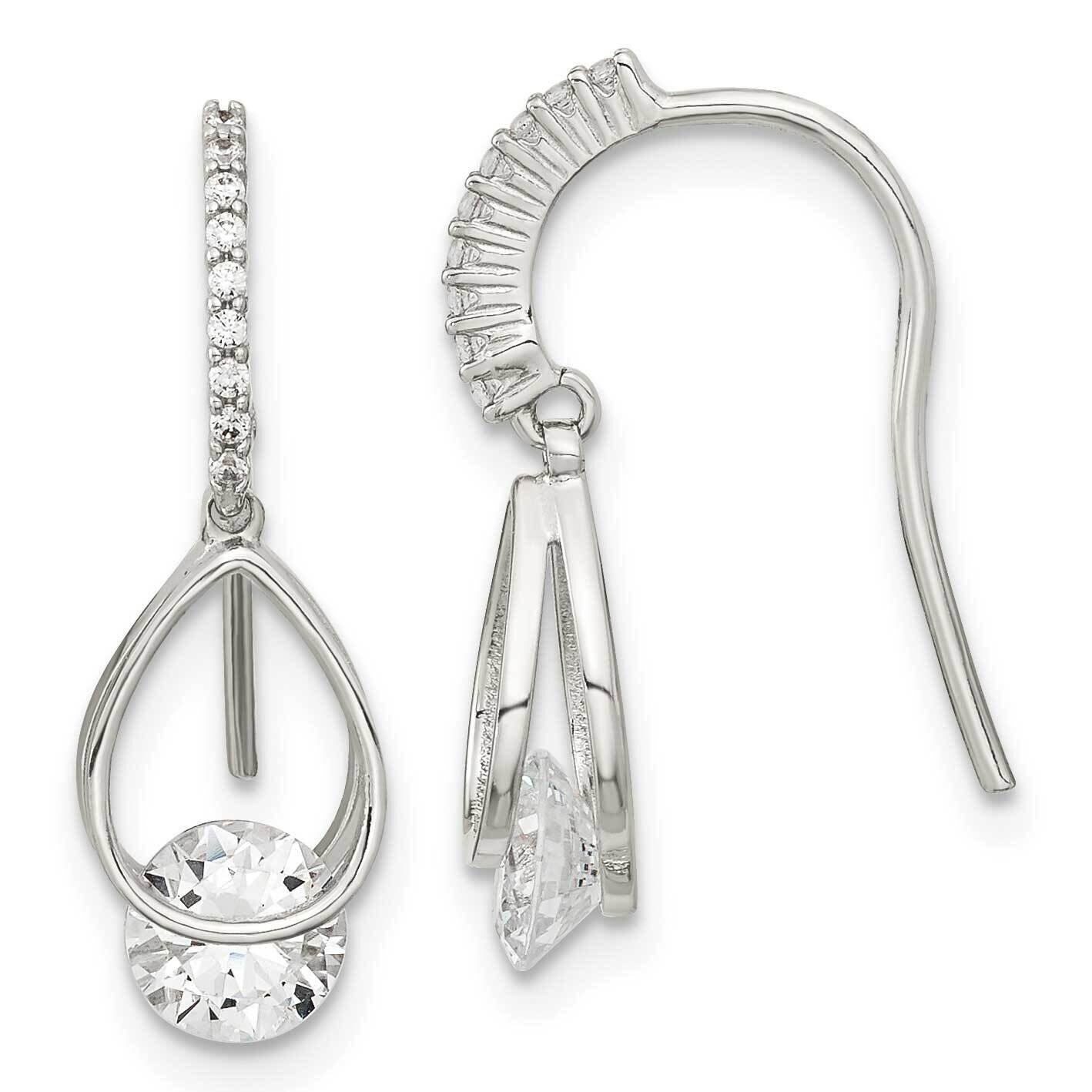 Fancy CZ Diamond Dangle Earrings Sterling Silver Rhodium-Plated QE16216