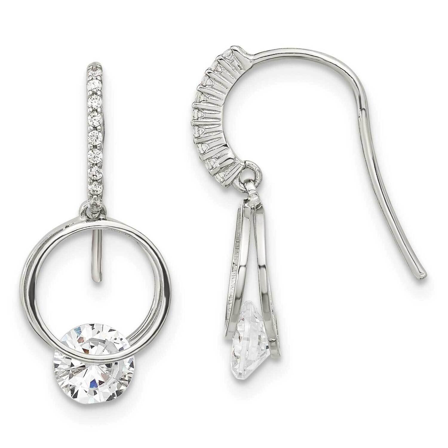 Fancy CZ Diamond Dangle Earrings Sterling Silver Rhodium-Plated QE16217