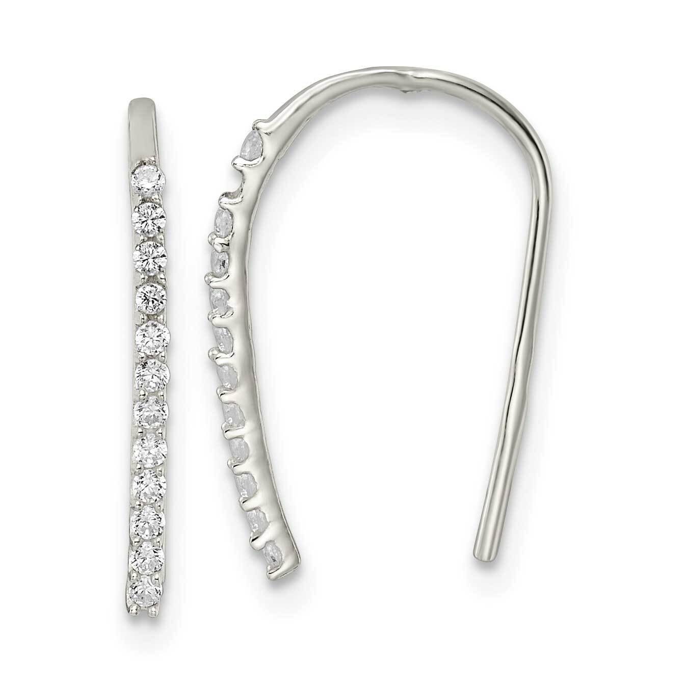 CZ Diamond Threader Earrings Sterling Silver Polished QE16221, MPN: QE16221, 196904150016
