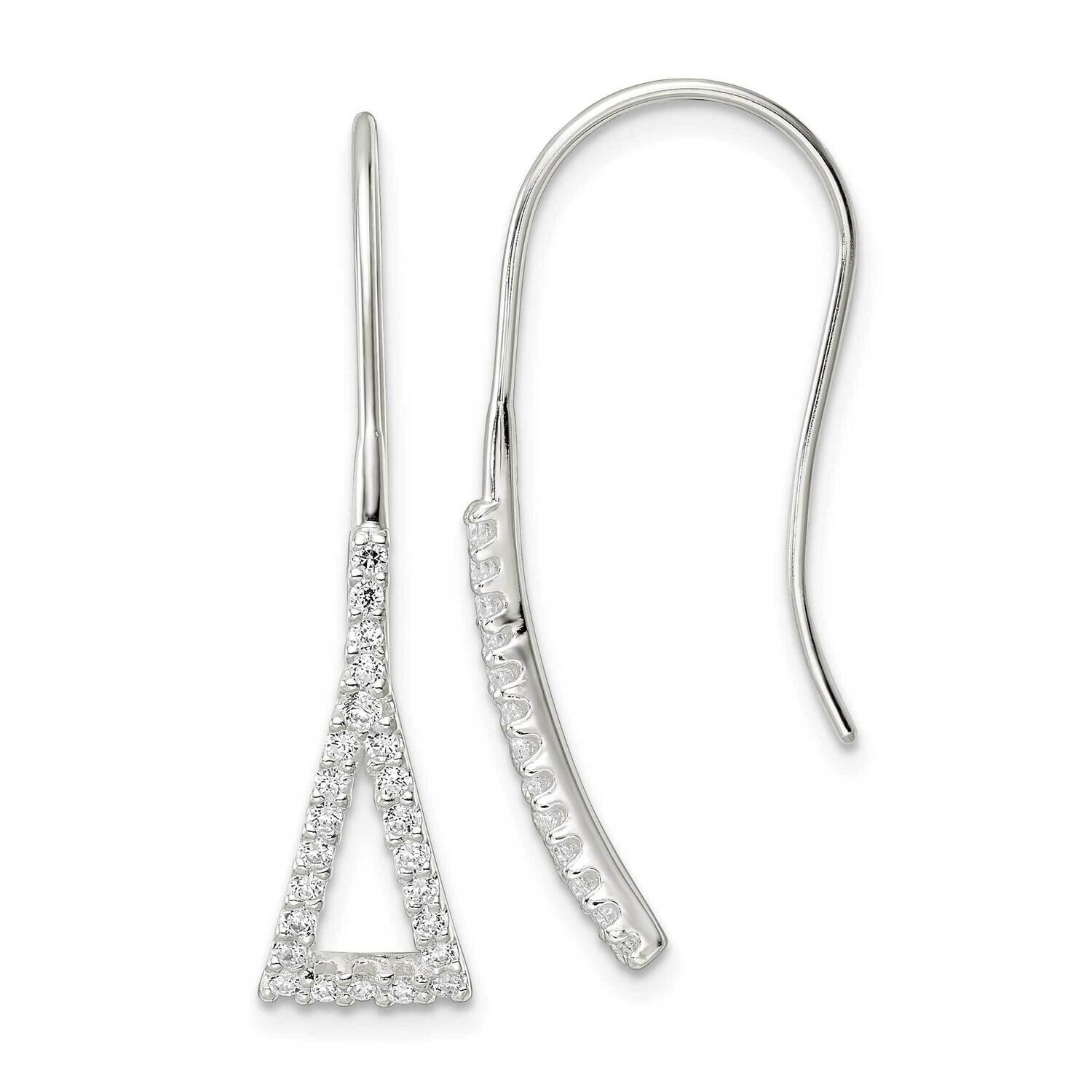 Triangle CZ Diamond Dangle Earrings Sterling Silver Polished QE16223, MPN: QE16223, 196904168707
